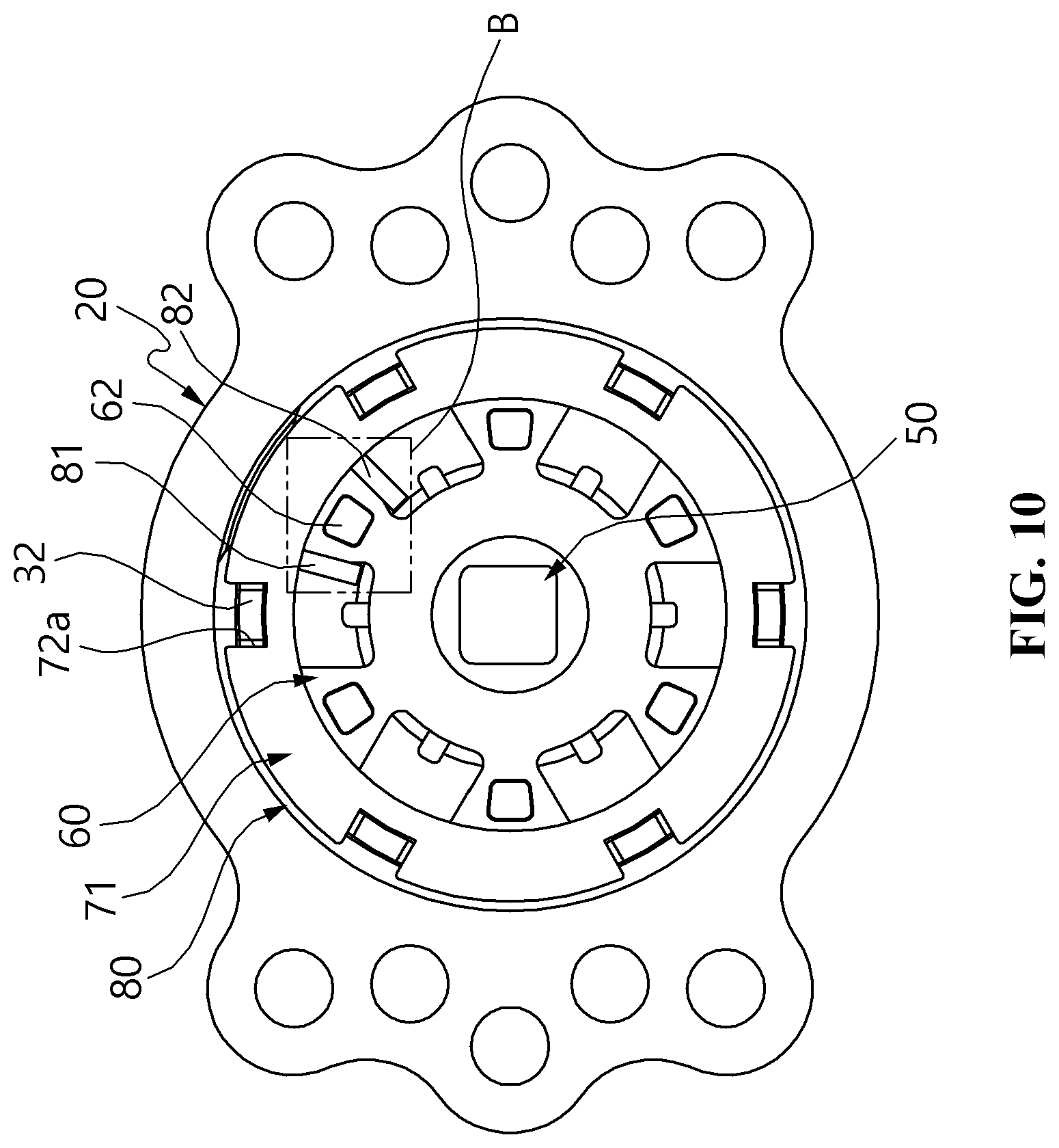 Patent US12552299 Figure 10 – Reclining device for vehicle seat