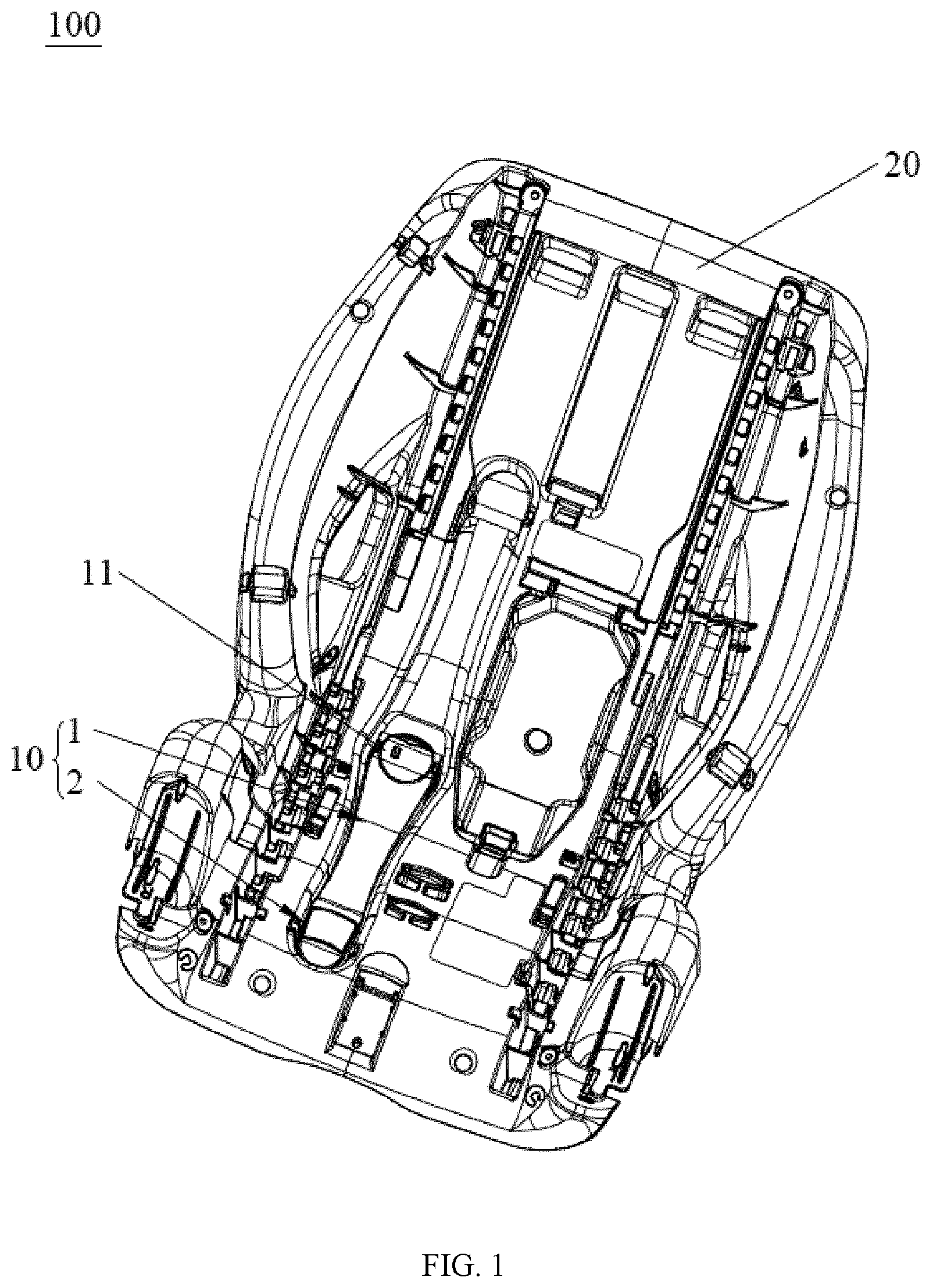 Patent US12552300 Figure 1 – Safety belt clamping device and child seat for vehicle