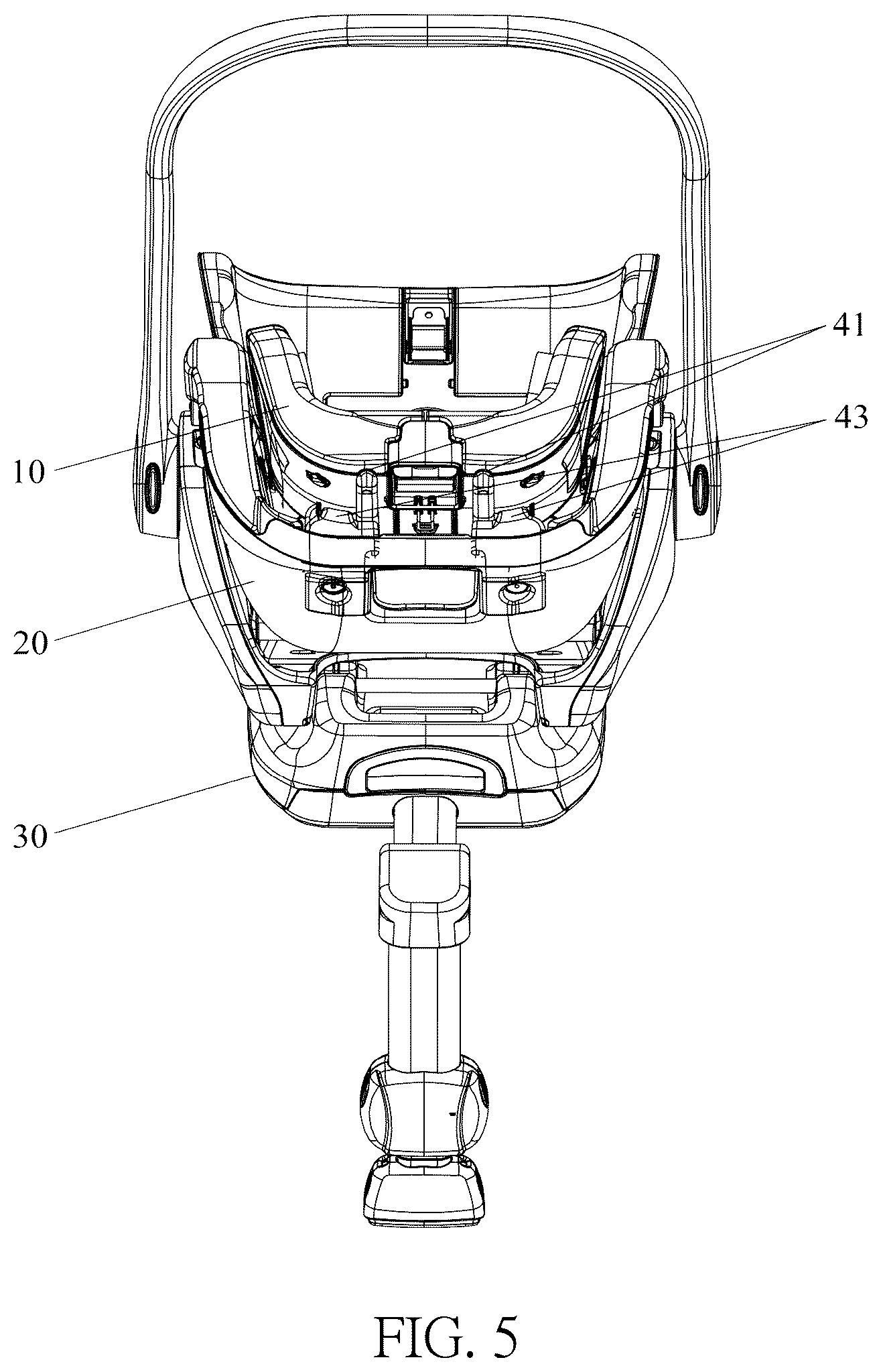 Patent US12552302 Figure 5 – Headrest support structure and infant carrier thereof