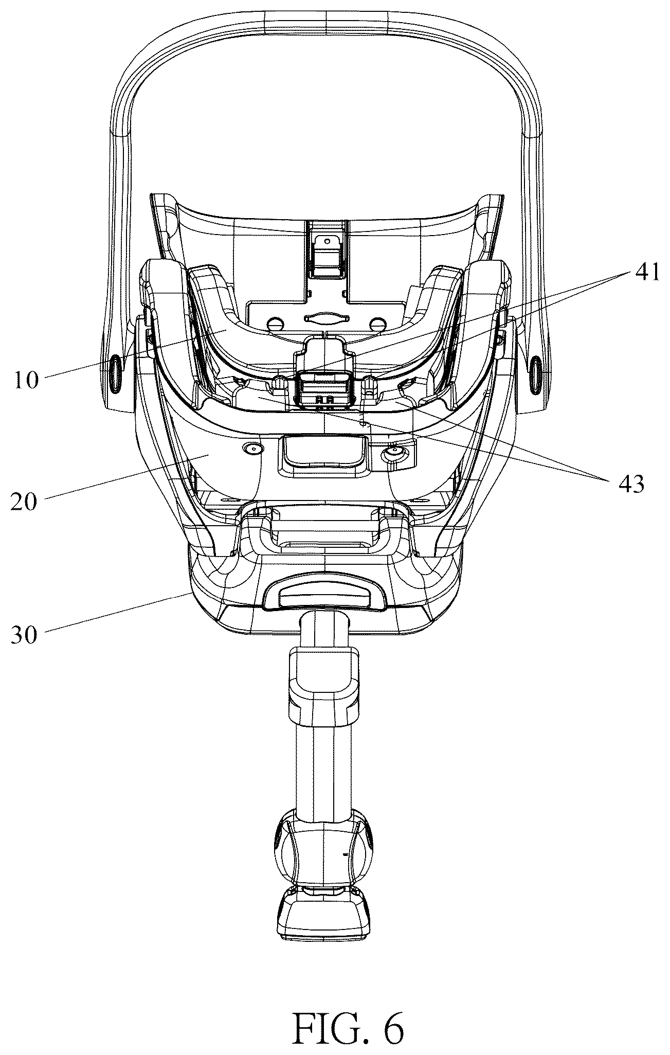 Patent US12552302 Figure 6 – Headrest support structure and infant carrier thereof