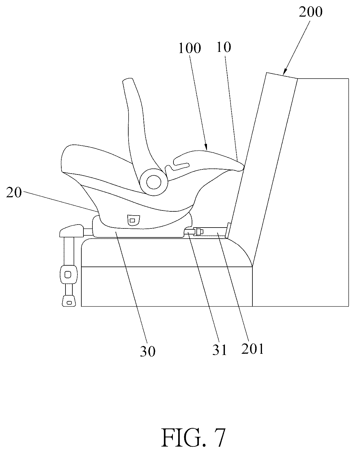 Patent US12552302 Figure 7 – Headrest support structure and infant carrier thereof