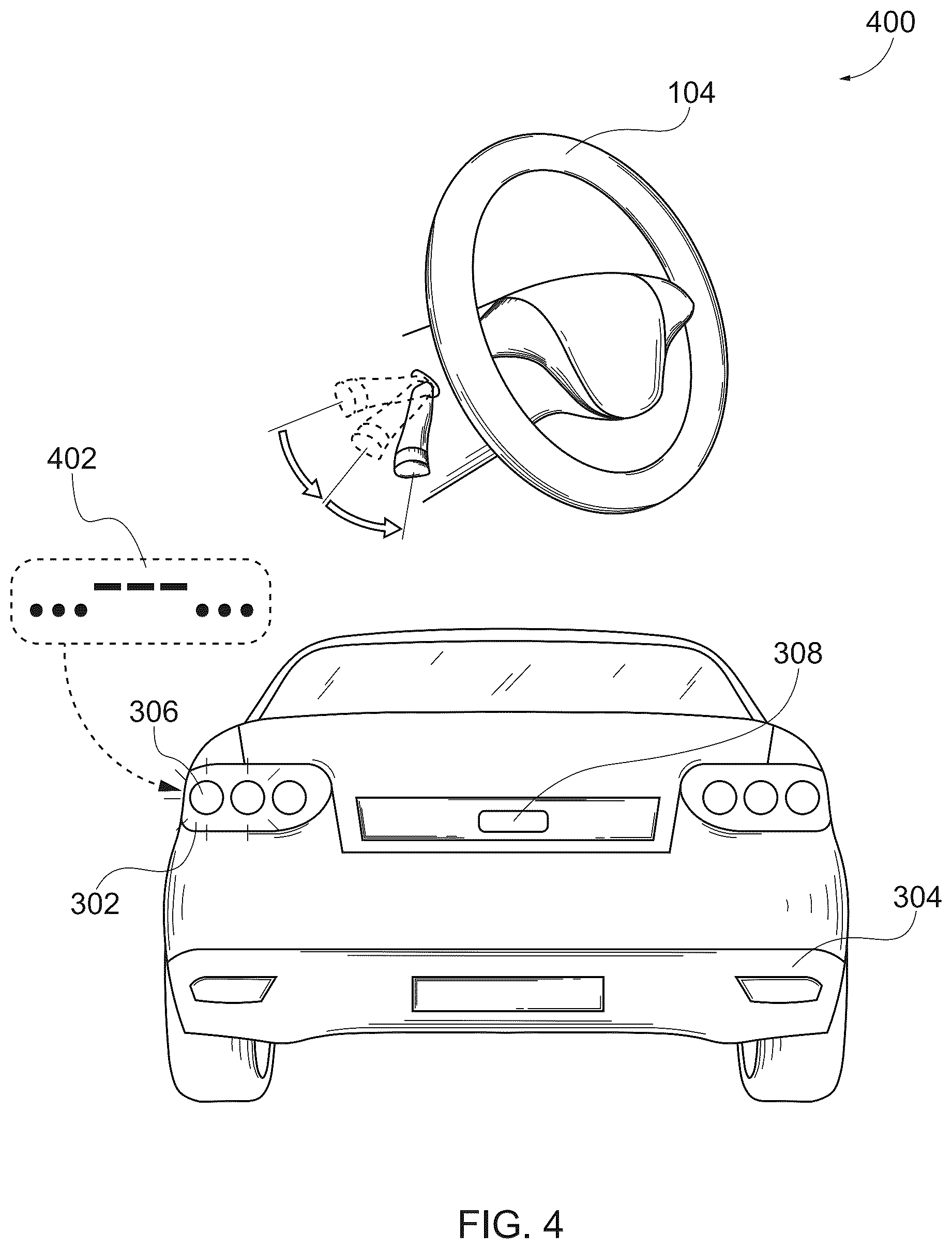 Patent US12552310 Figure 4 – Multi-position turn signal system for vehicles
