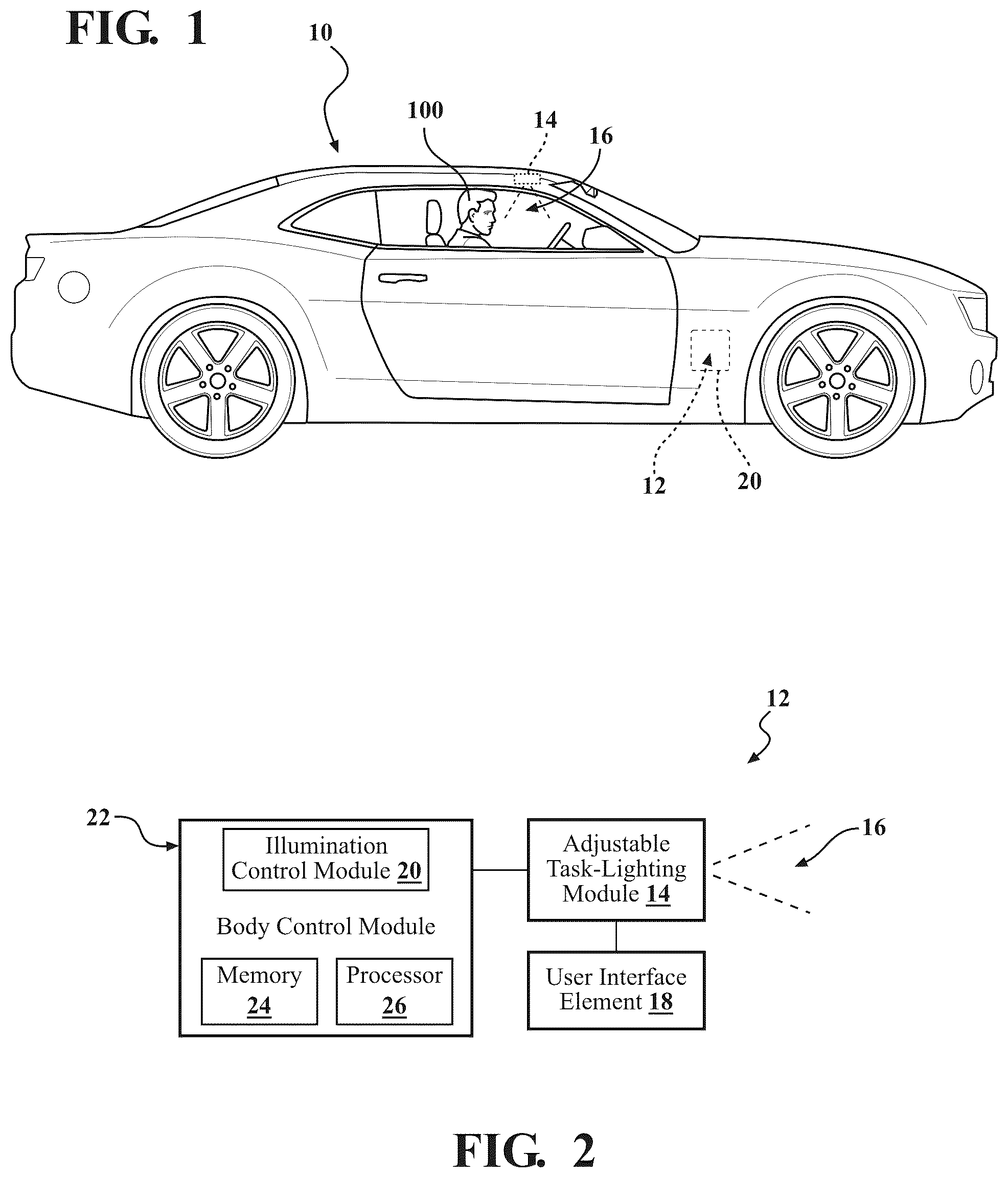 Patent US12552313 Figure 1 – Adjustable task-lighting systems using liquid crystals
