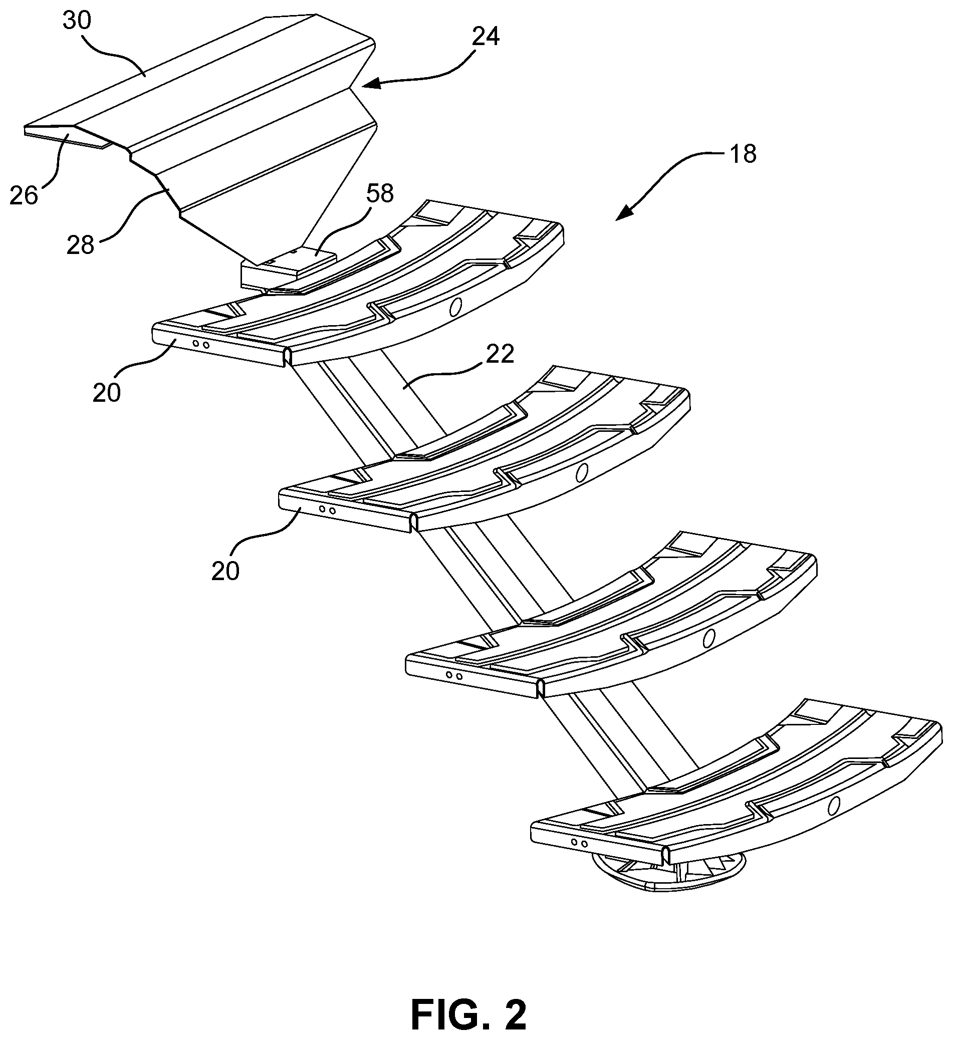 Patent US12552322 Figure 2 – Entry steps with center stringer