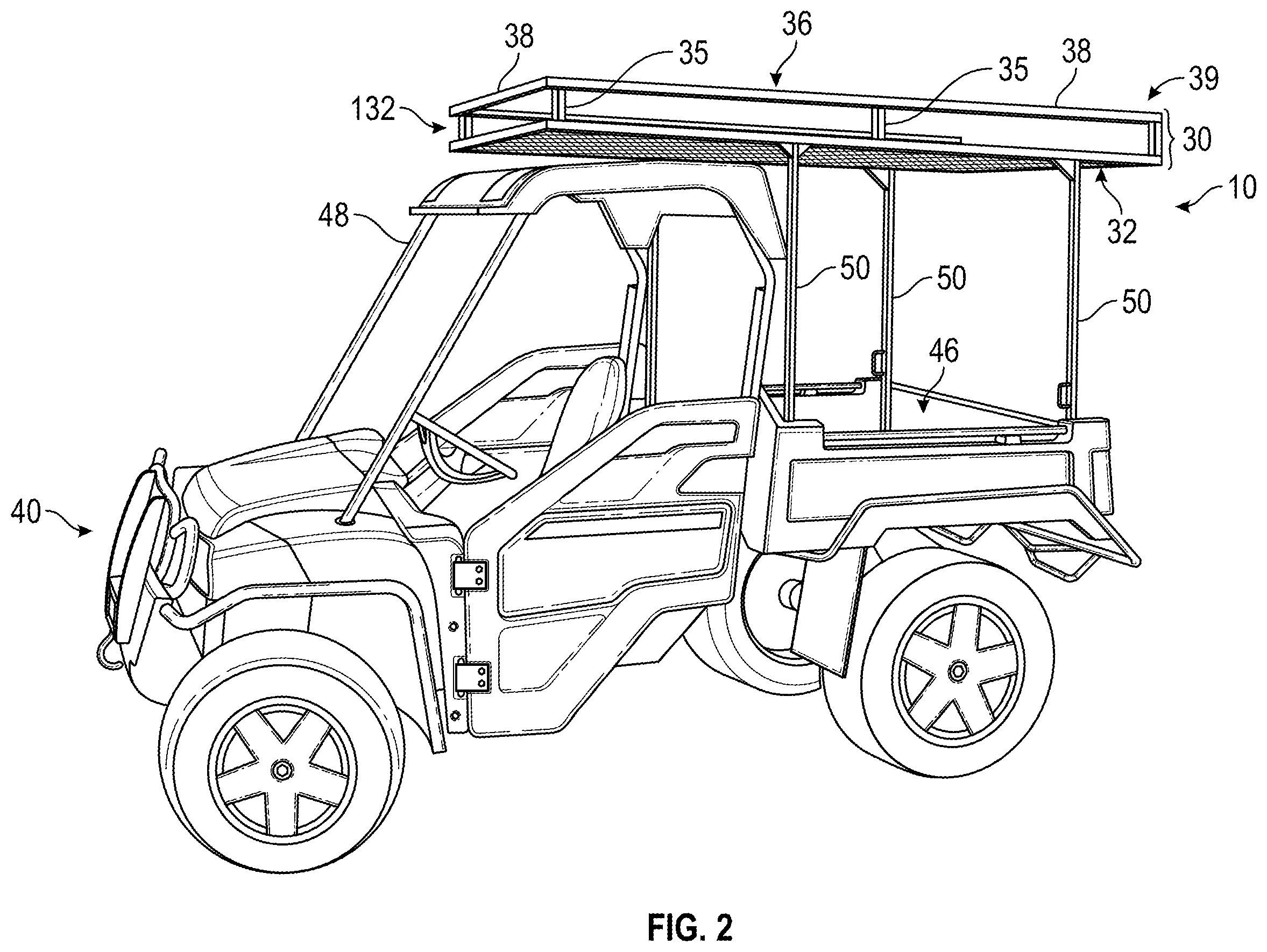 Patent US12552323 Figure 2 – Cargo rack and collapsible stand