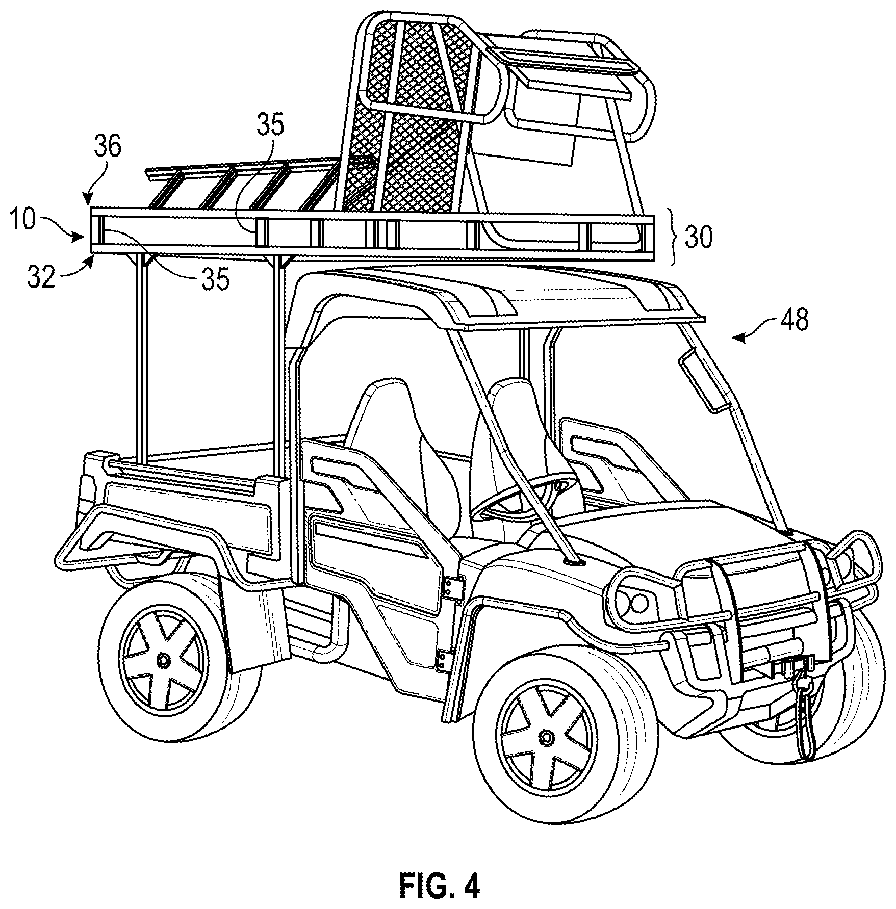 Patent US12552323 Figure 4 – Cargo rack and collapsible stand