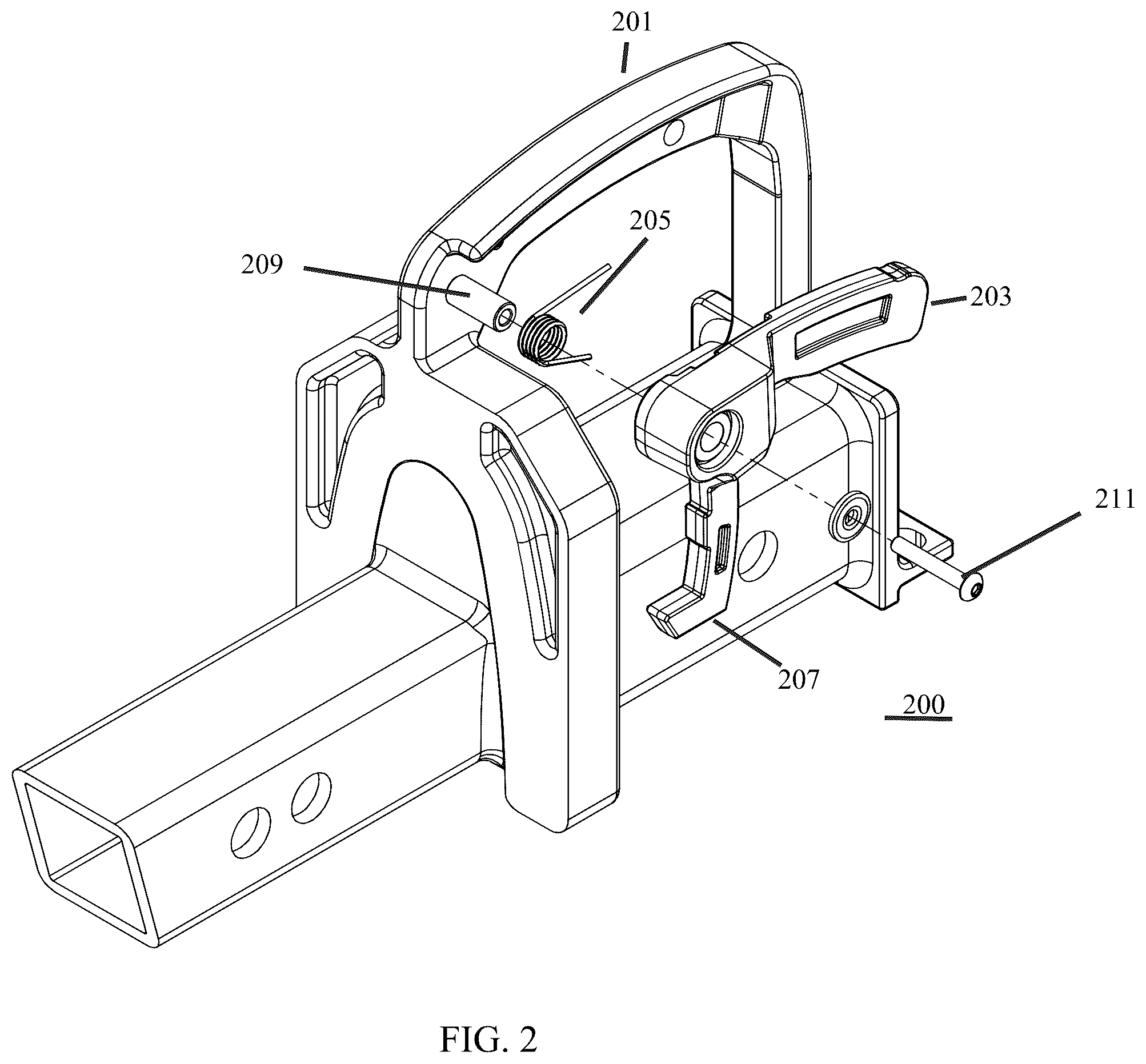 Patent US12552324 Figure 4 – Instant release coupler with universal mount for vehicle attachments using a rigid support