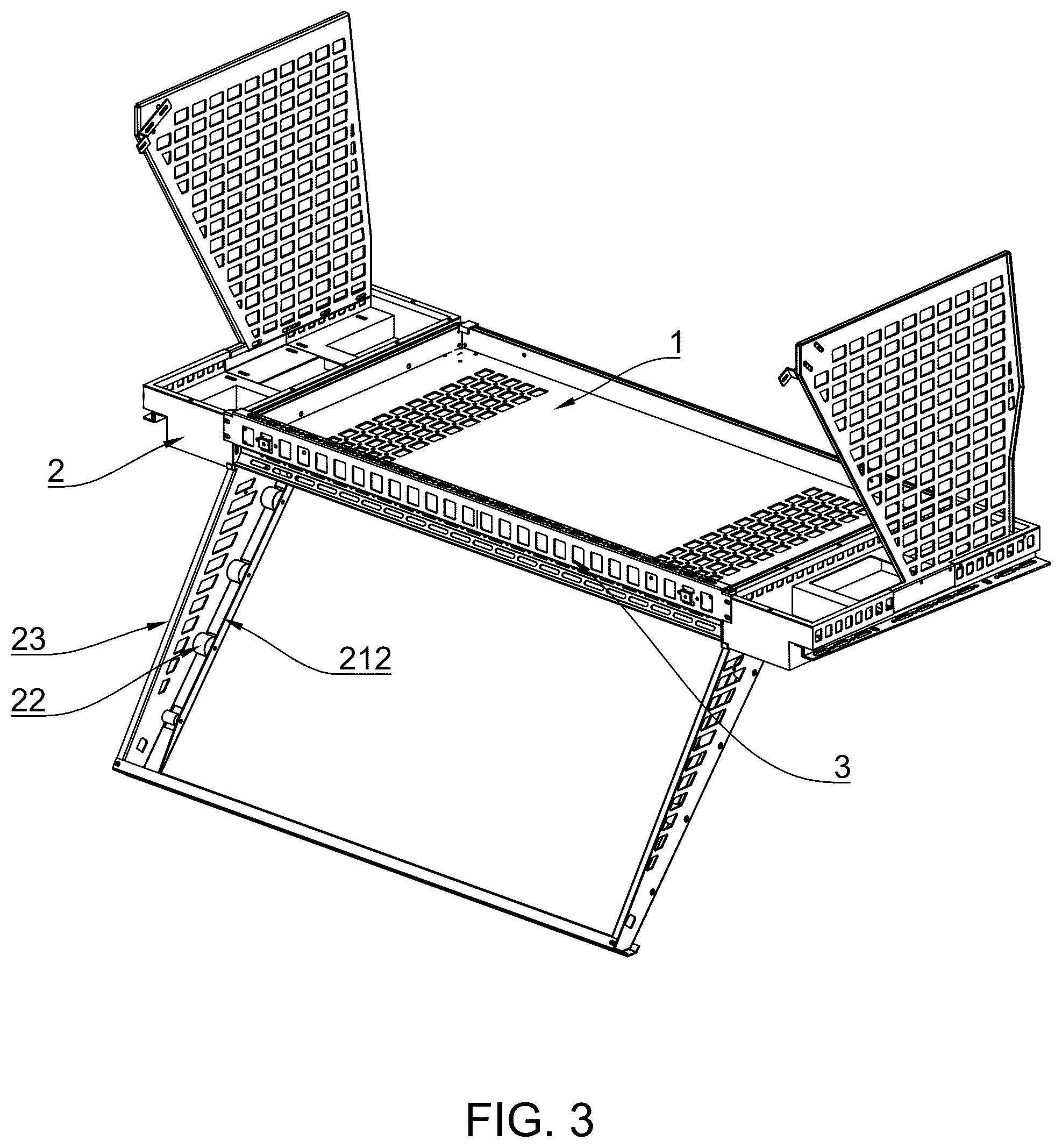 Patent US12552325 Figure 3 – Vehicle trunk luggage rack