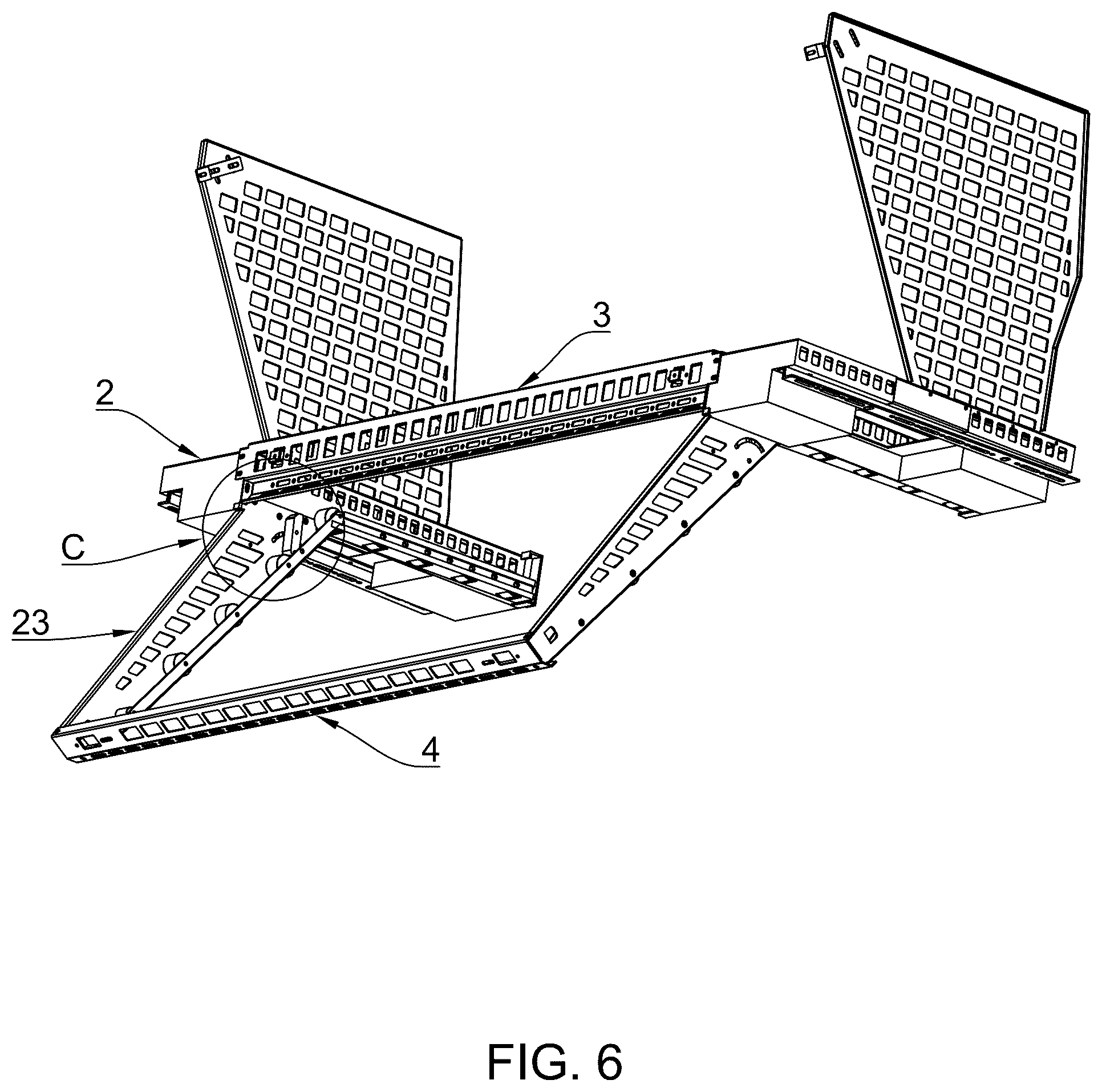 Patent US12552325 Figure 6 – Vehicle trunk luggage rack