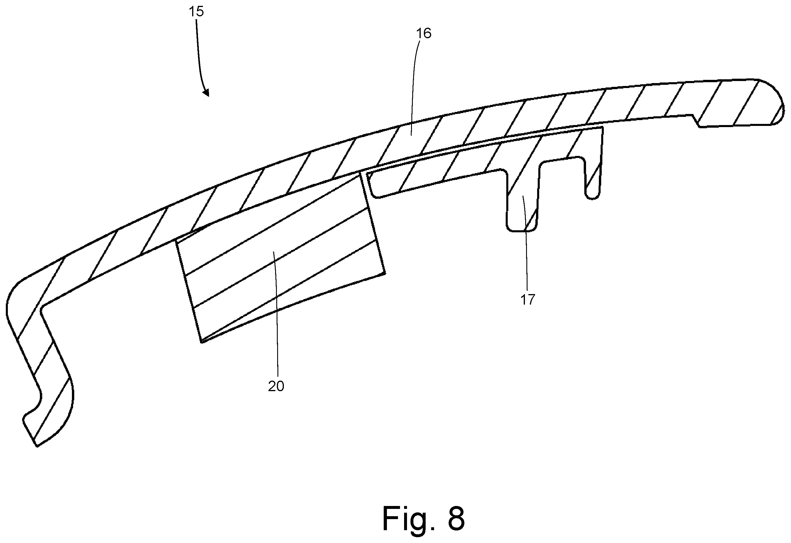 Patent US12552328 Figure 8 – Car provided with front pillar covering elements