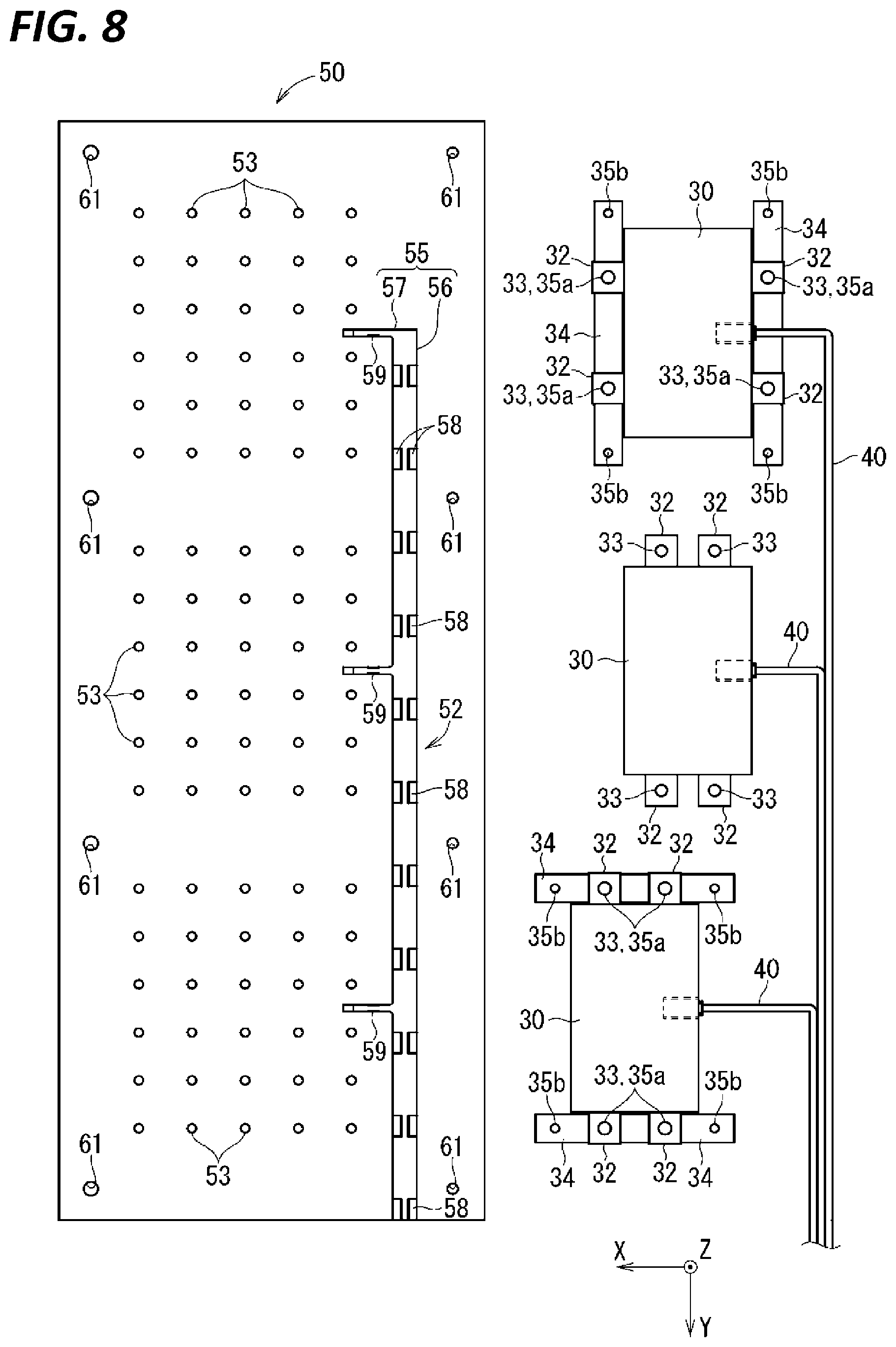 Patent US12552332 Figure 8 – Wiring module and panel with wiring module