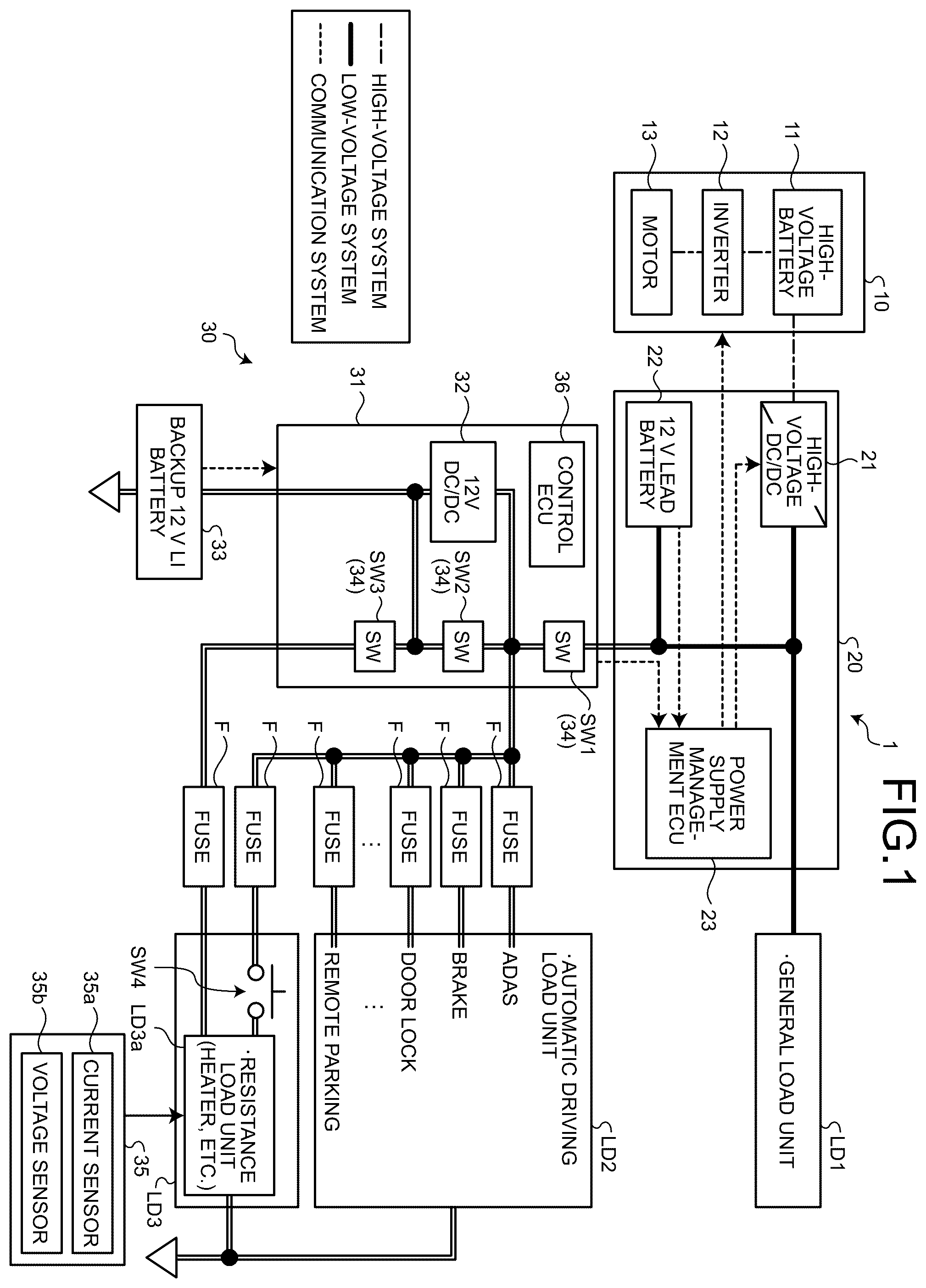 Patent US12552338 Figure 1 – Vehicle power supply system