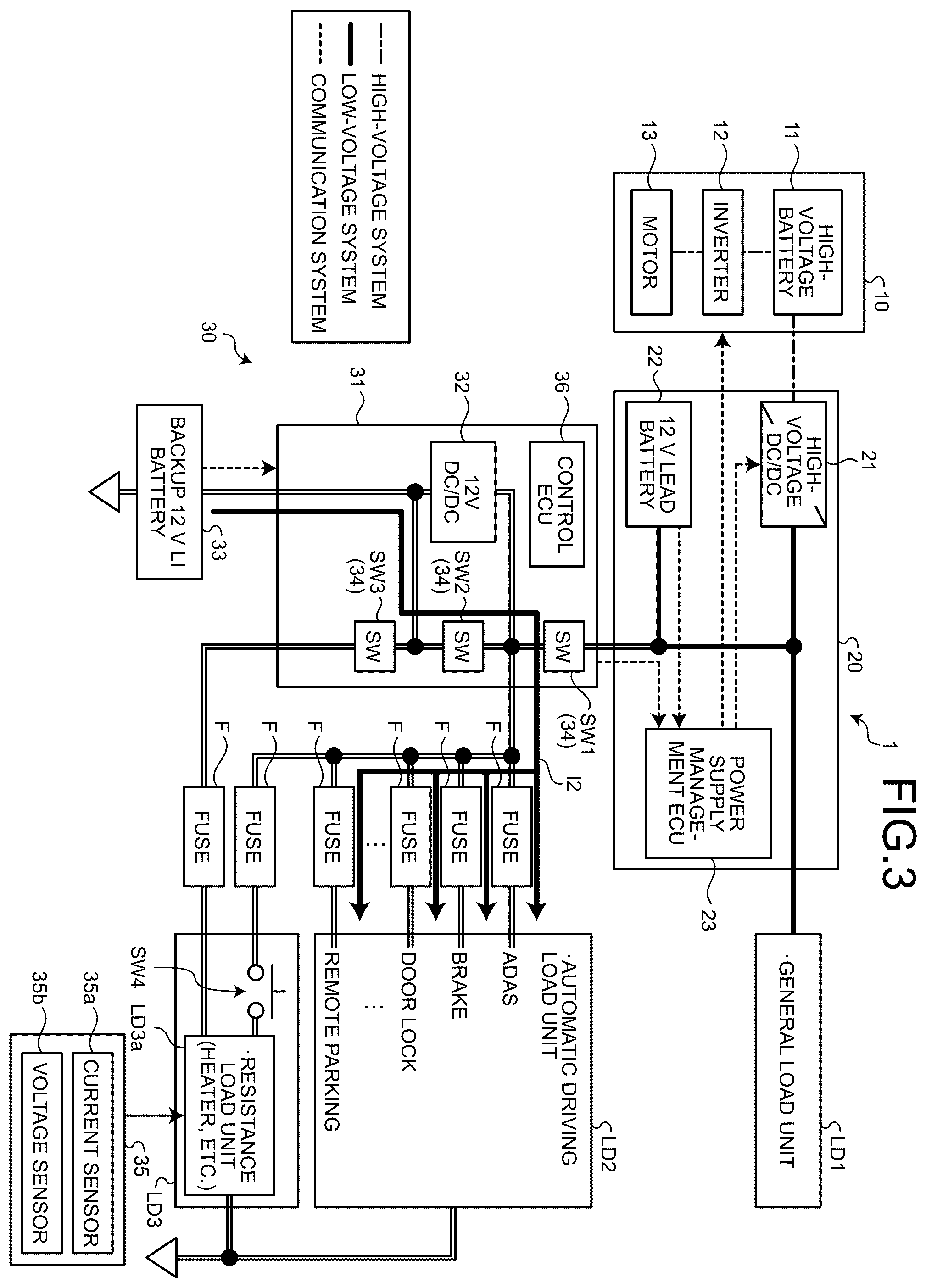 Patent US12552338 Figure 3 – Vehicle power supply system
