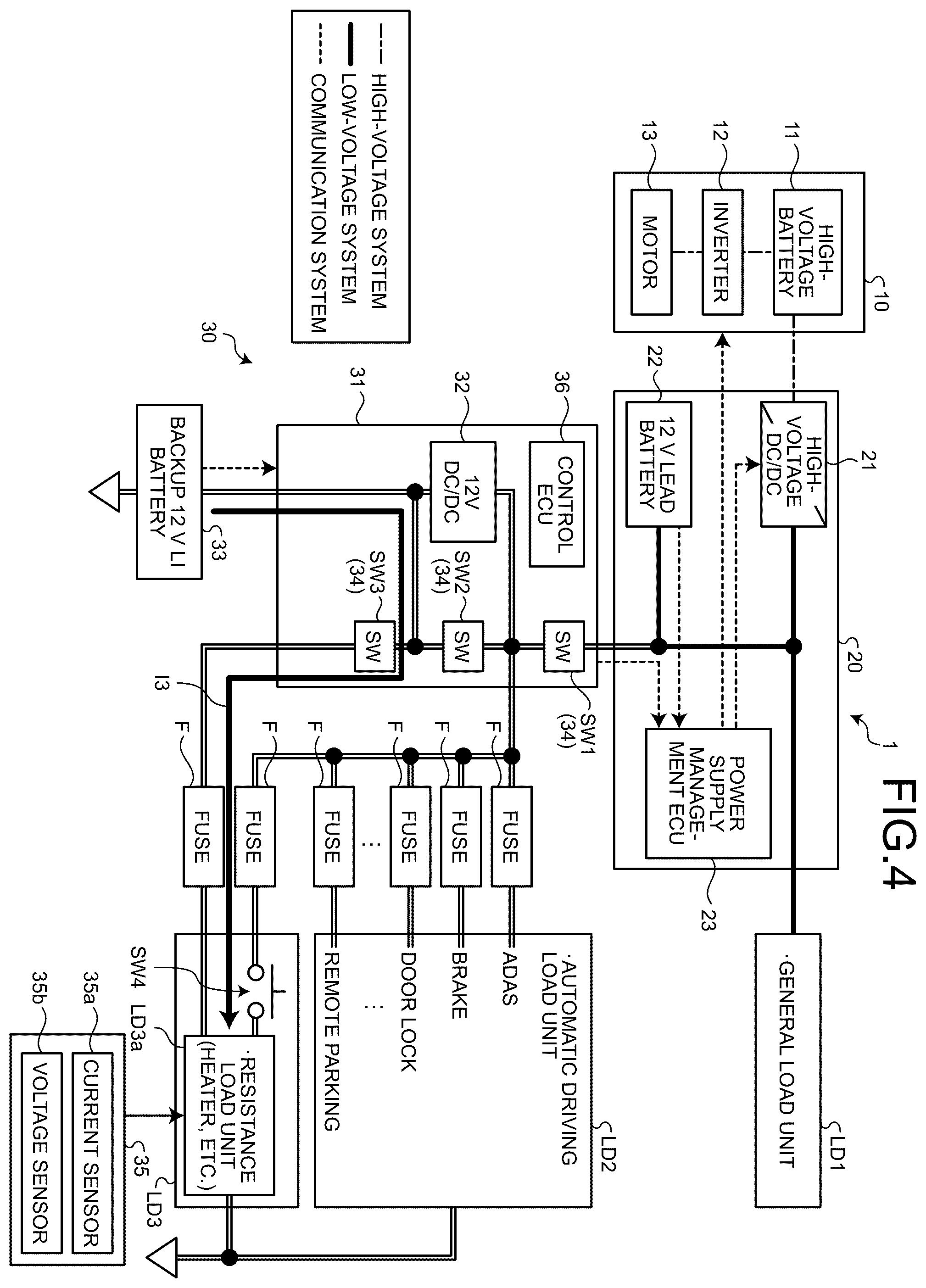Patent US12552338 Figure 4 – Vehicle power supply system
