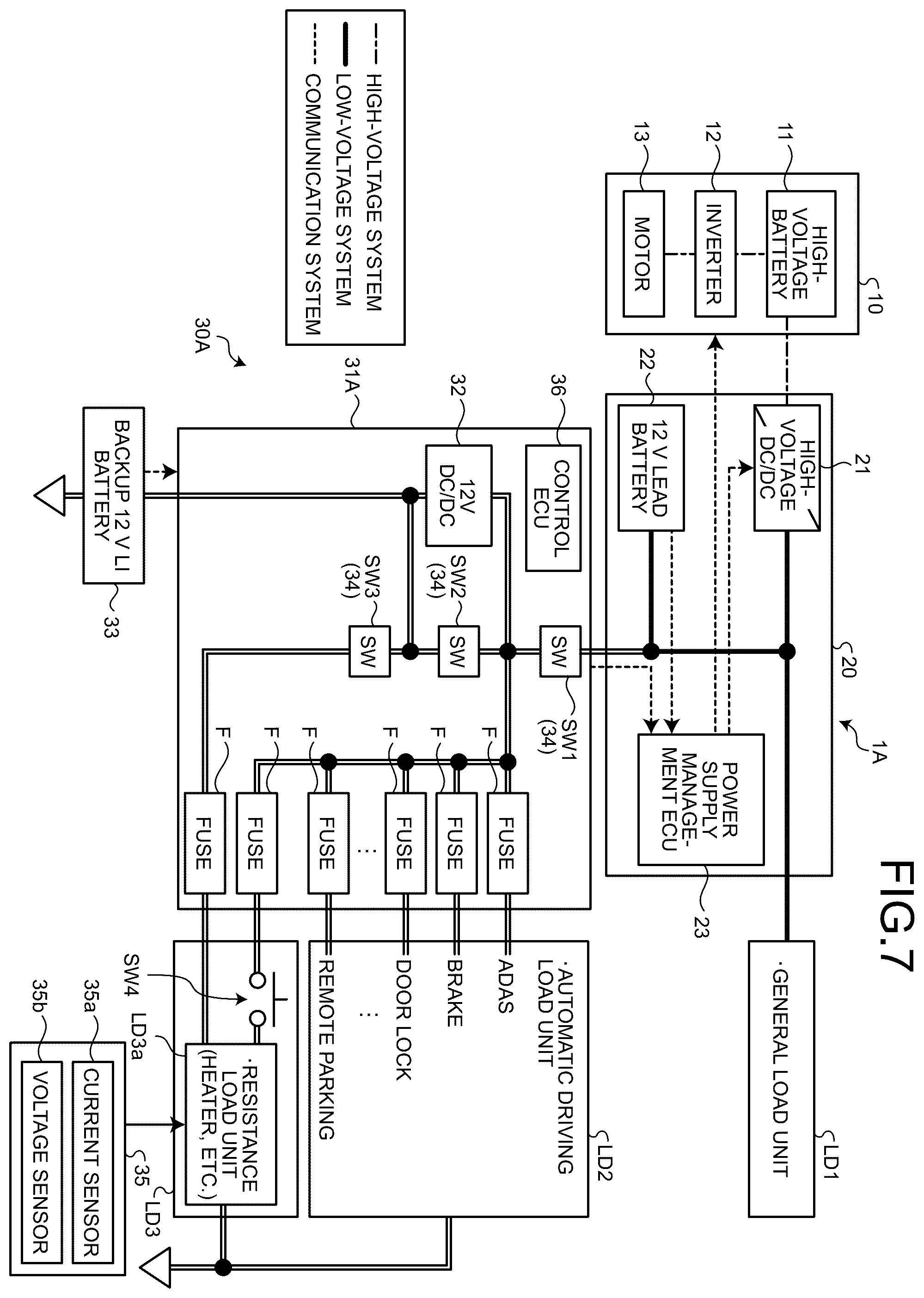 Patent US12552338 Figure 7 – Vehicle power supply system