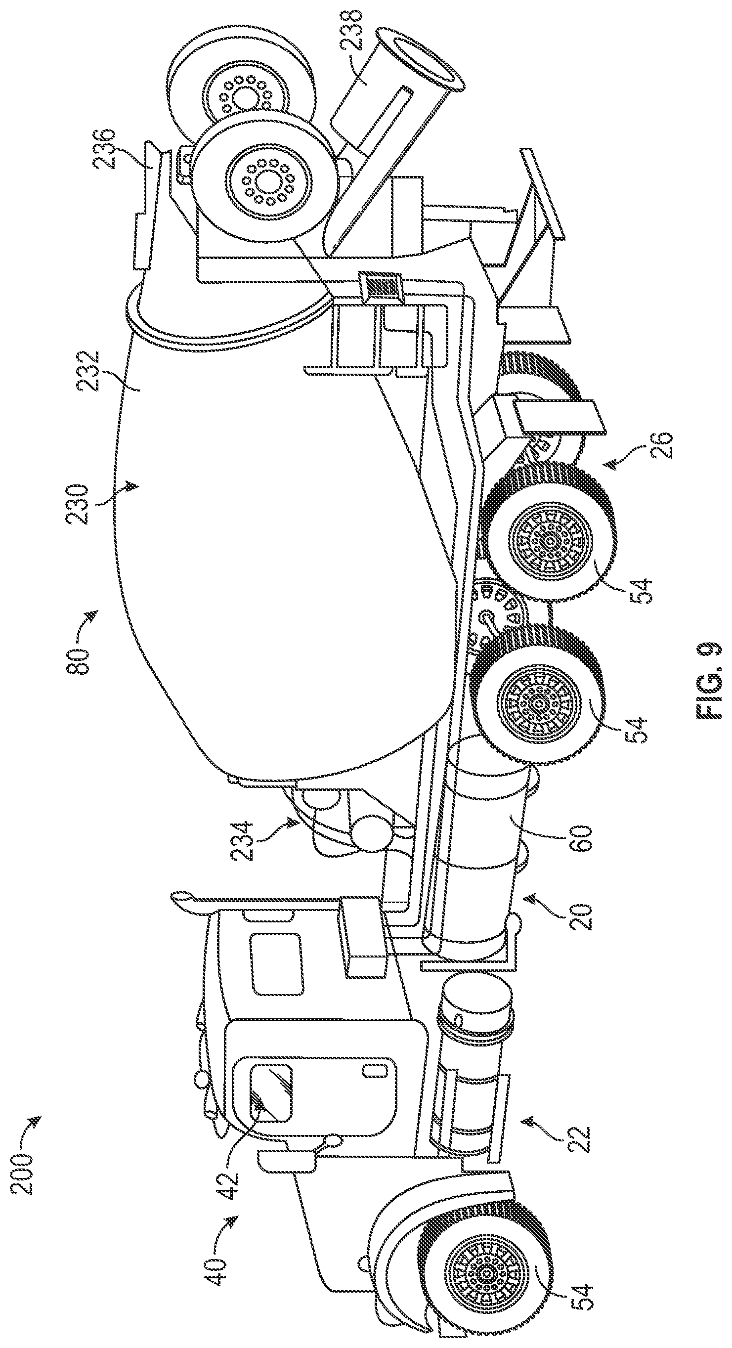 Patent US12552339 Figure 9 – Hydraulic systems and methods for a vehicle with a common pump supplying steering and braking functions