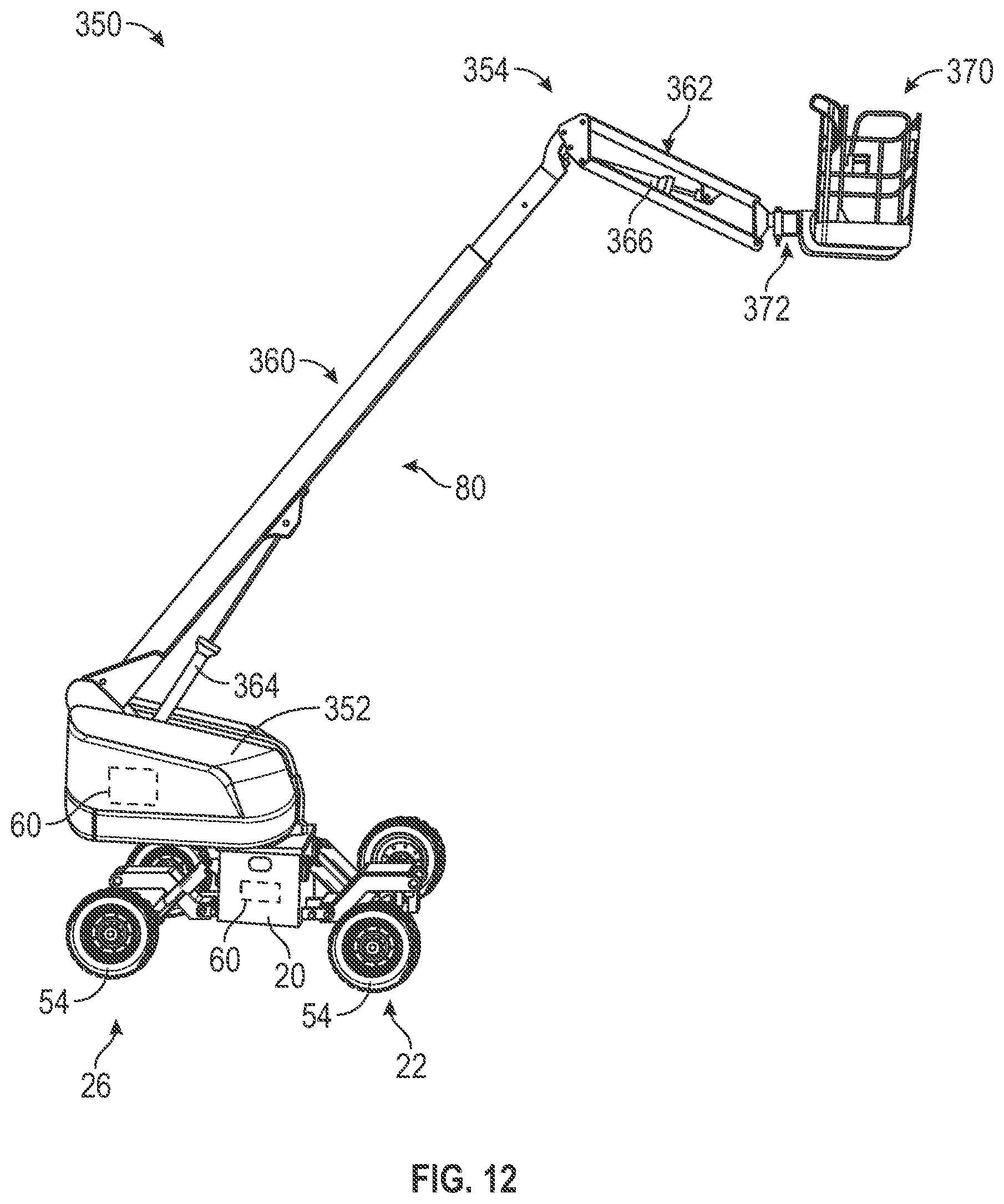 Patent US12552339 Figure 12 – Hydraulic systems and methods for a vehicle with a common pump supplying steering and braking functions