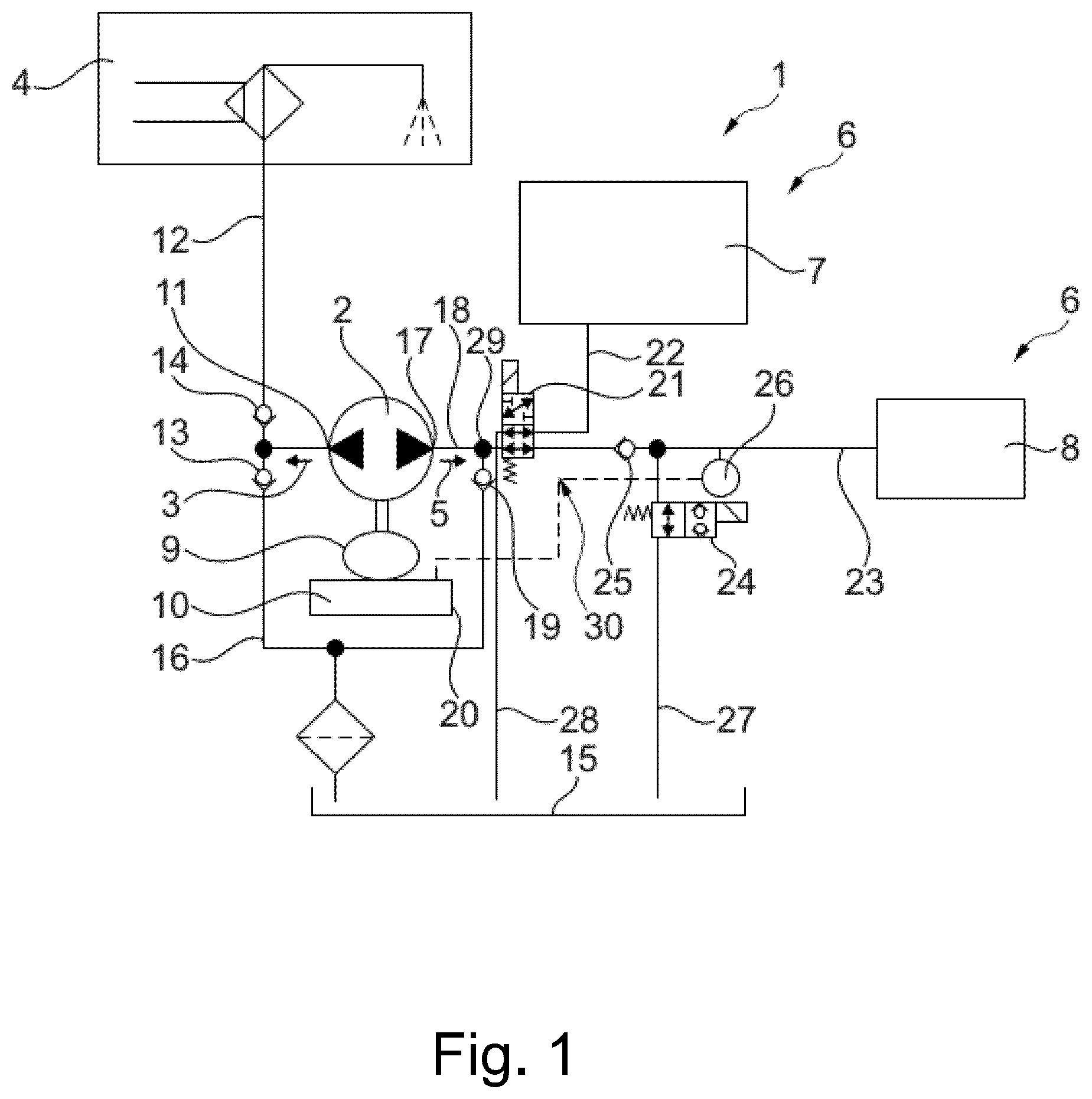 Patent US12552340 — Method for detecting a safe state of a valve of a hydraulic system — Figure 1