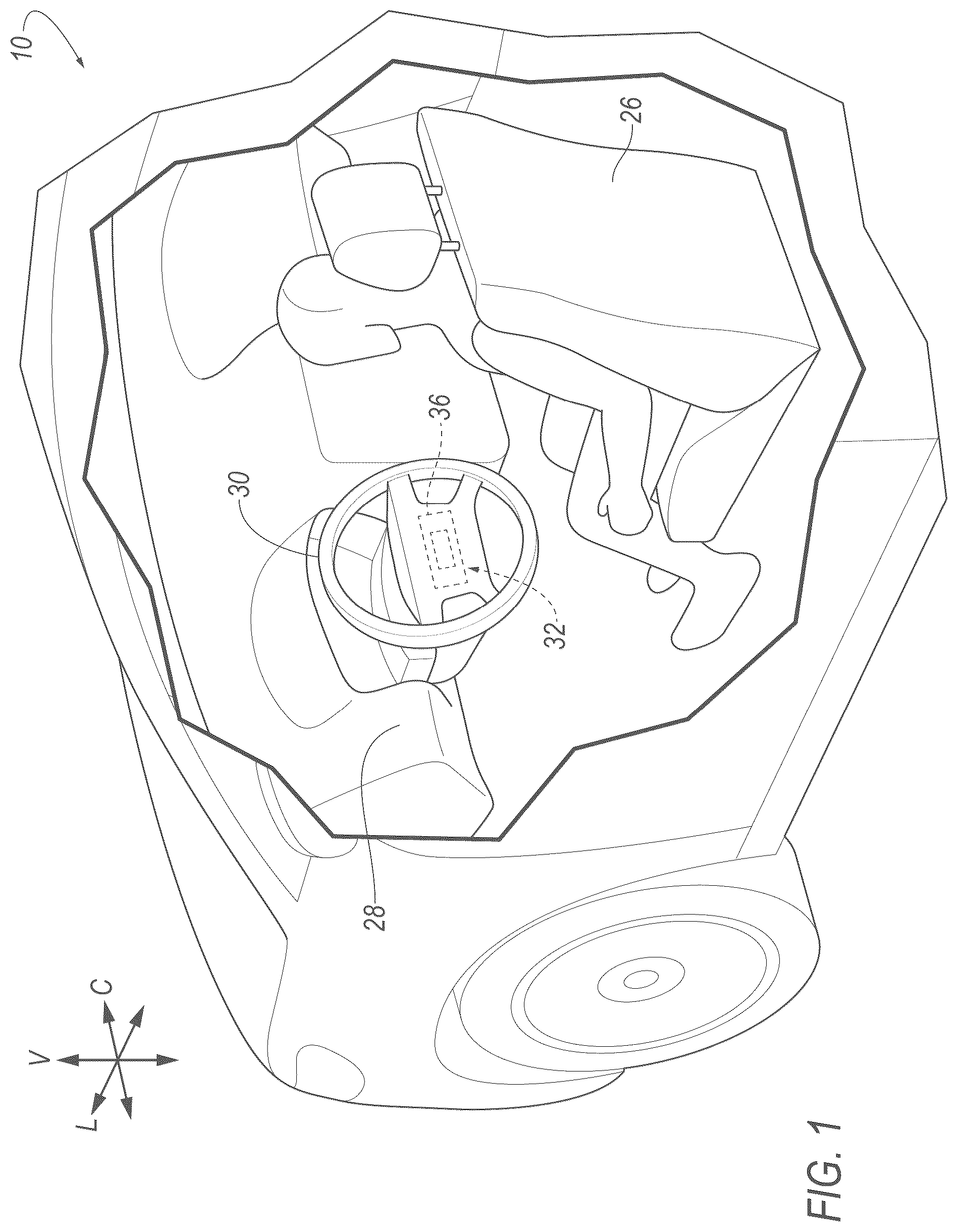 Patent US12552341 Figure 1 – Airbag with vents having different venting characteristics