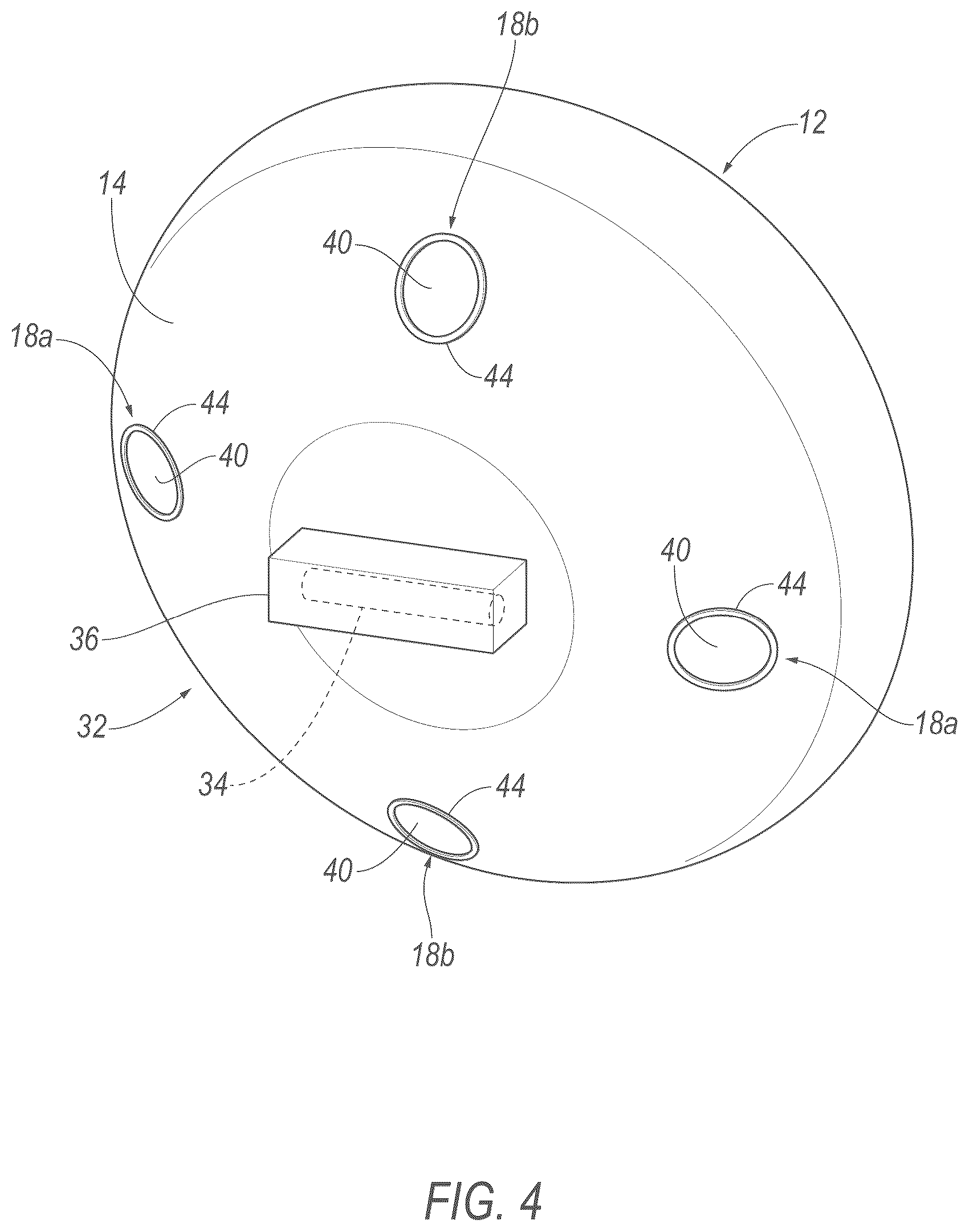 Patent US12552341 Figure 4 – Airbag with vents having different venting characteristics