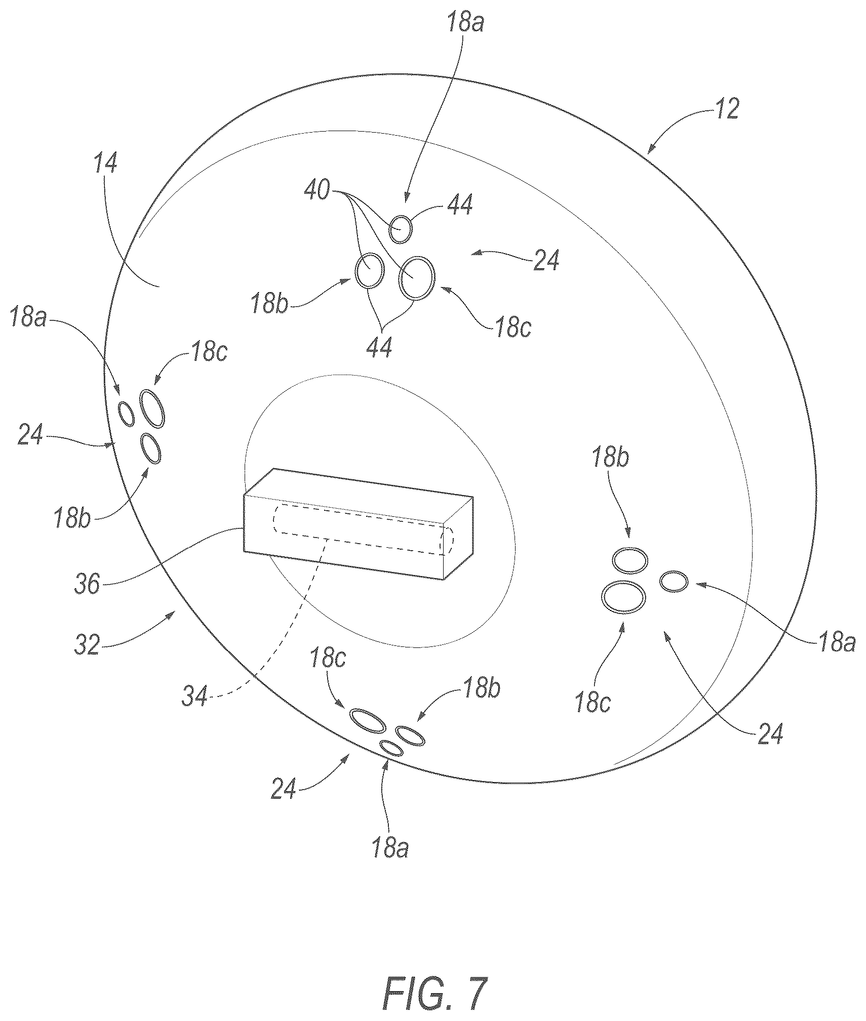 Patent US12552341 Figure 7 – Airbag with vents having different venting characteristics