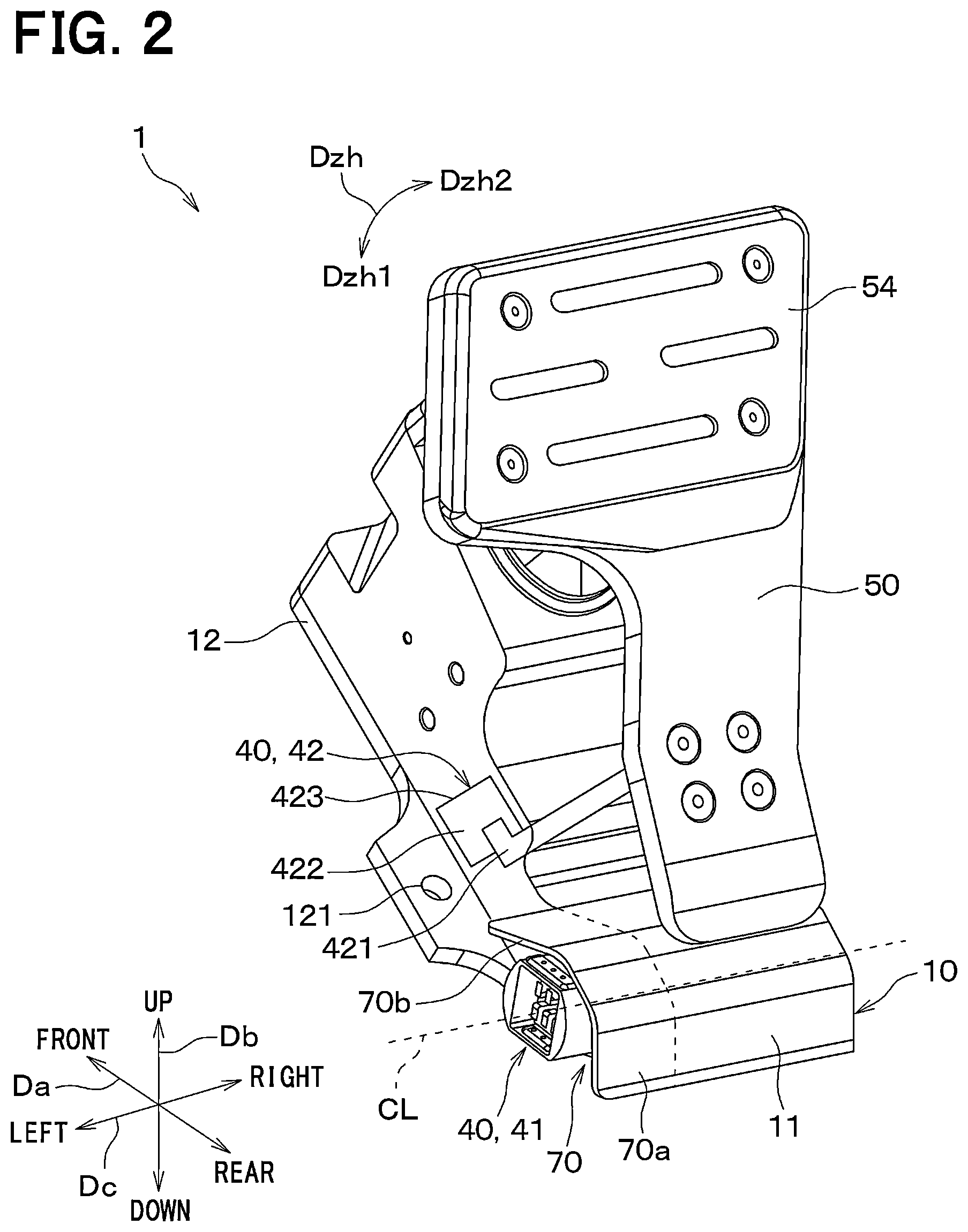 Patent US12552349 Figure 2 – Brake pedal device