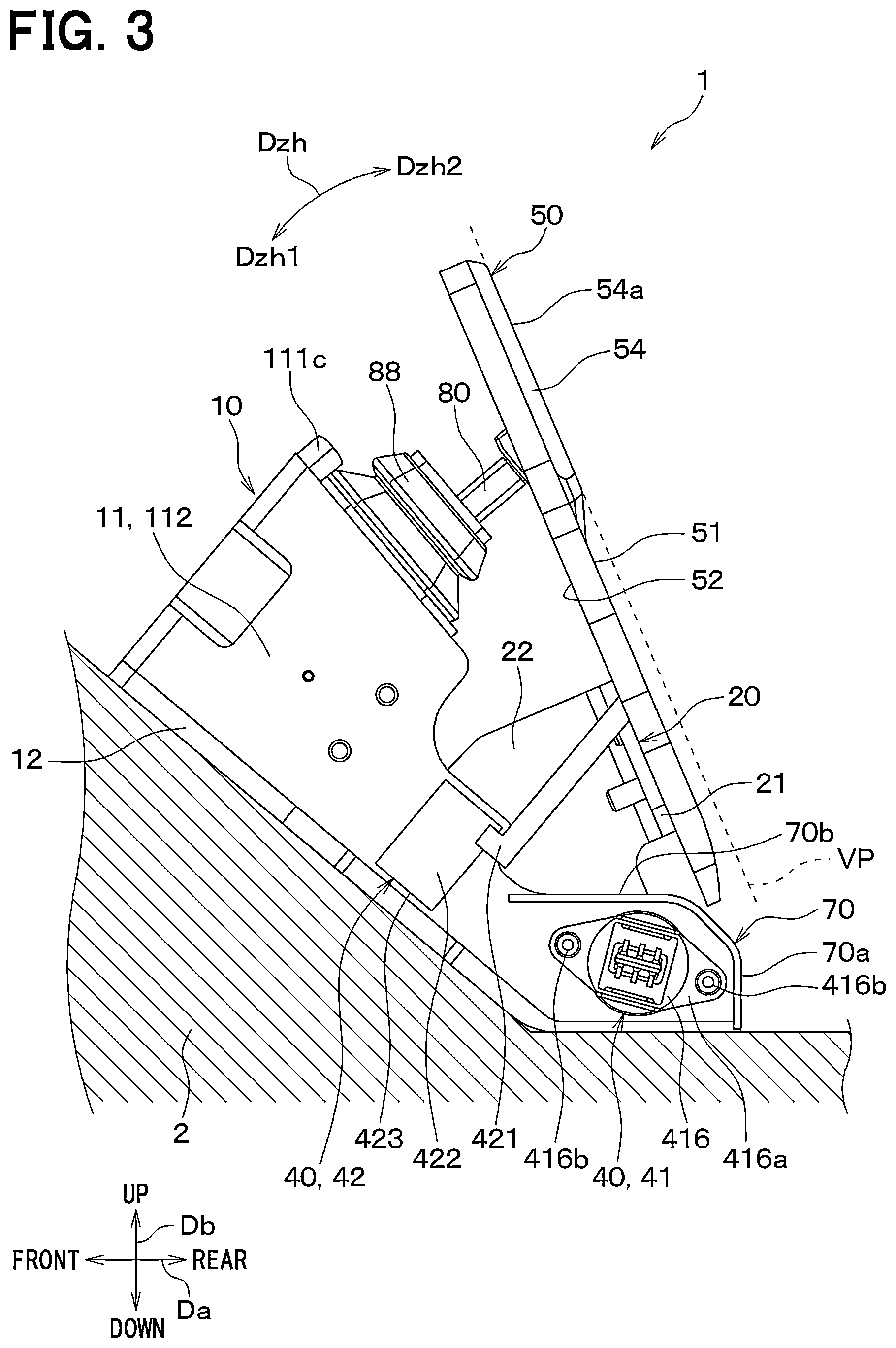 Patent US12552349 Figure 3 – Brake pedal device