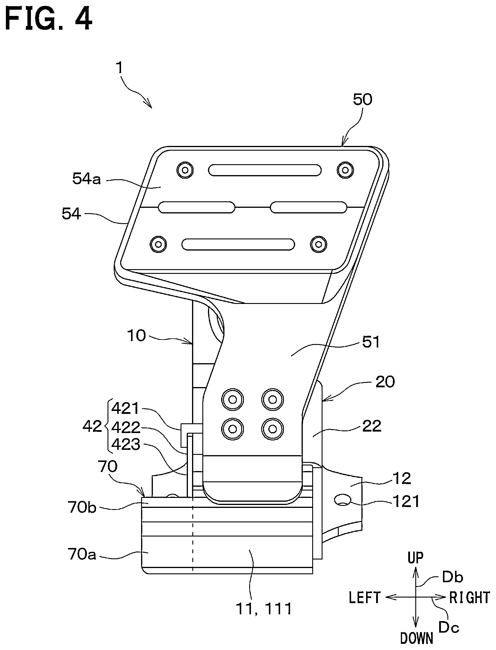 Patent US12552349 Figure 4 – Brake pedal device