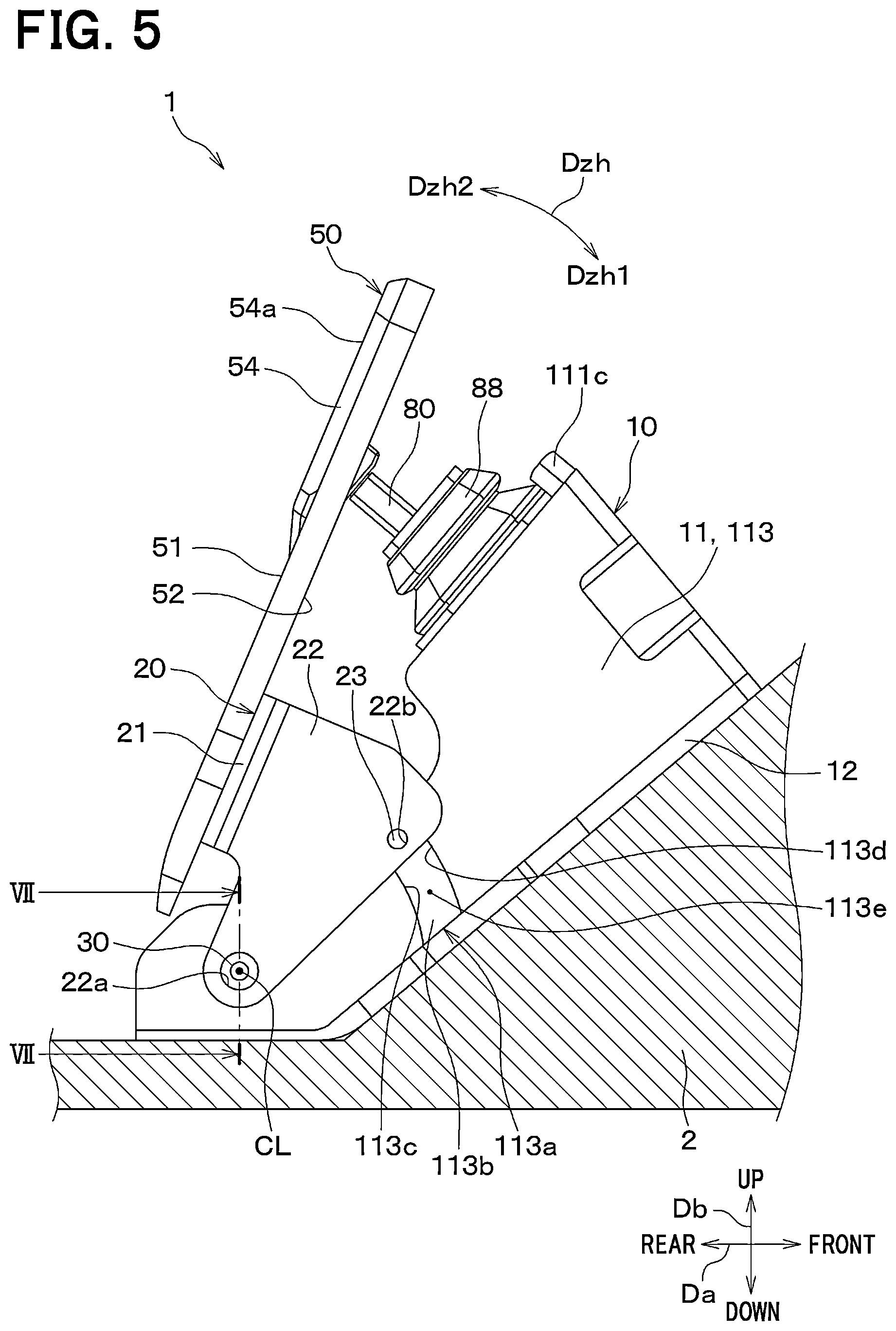Patent US12552349 Figure 5 – Brake pedal device