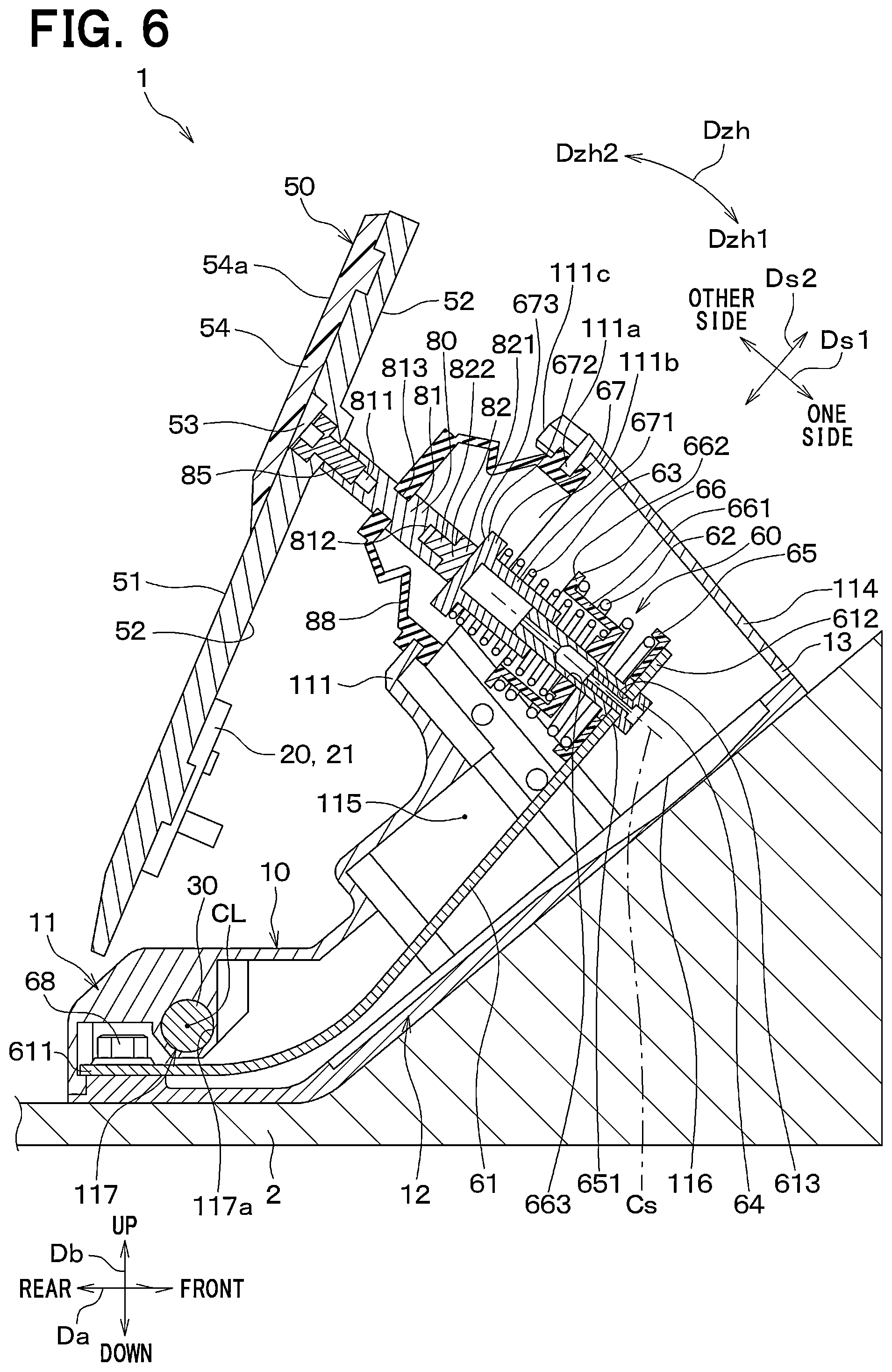 Patent US12552349 Figure 6 – Brake pedal device