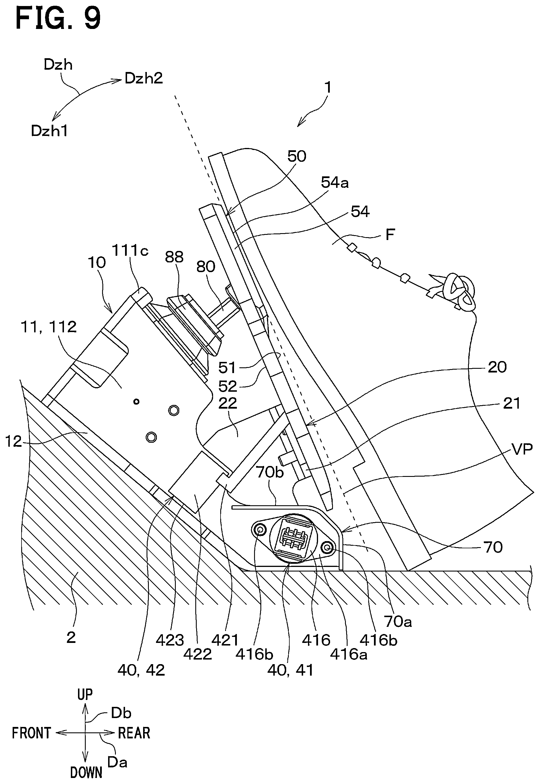 Patent US12552349 Figure 9 – Brake pedal device