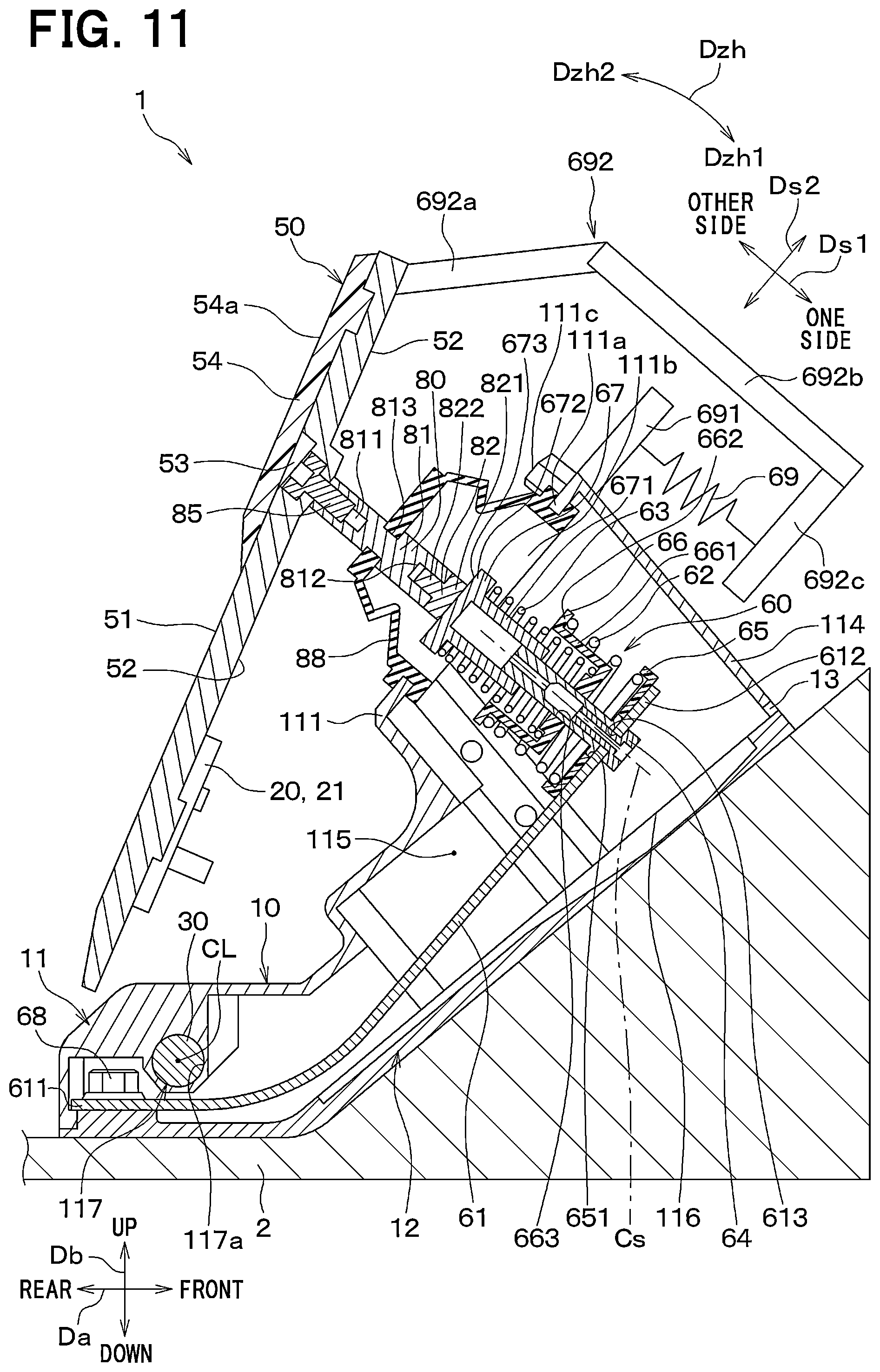 Patent US12552349 Figure 11 – Brake pedal device