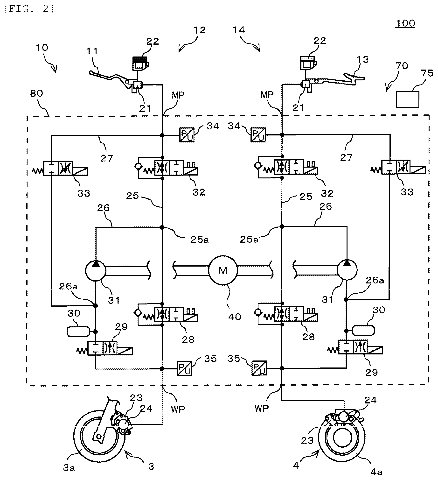Patent US12552352 Figure 2 – Brake hydraulic pressure control system and straddle-type vehicle