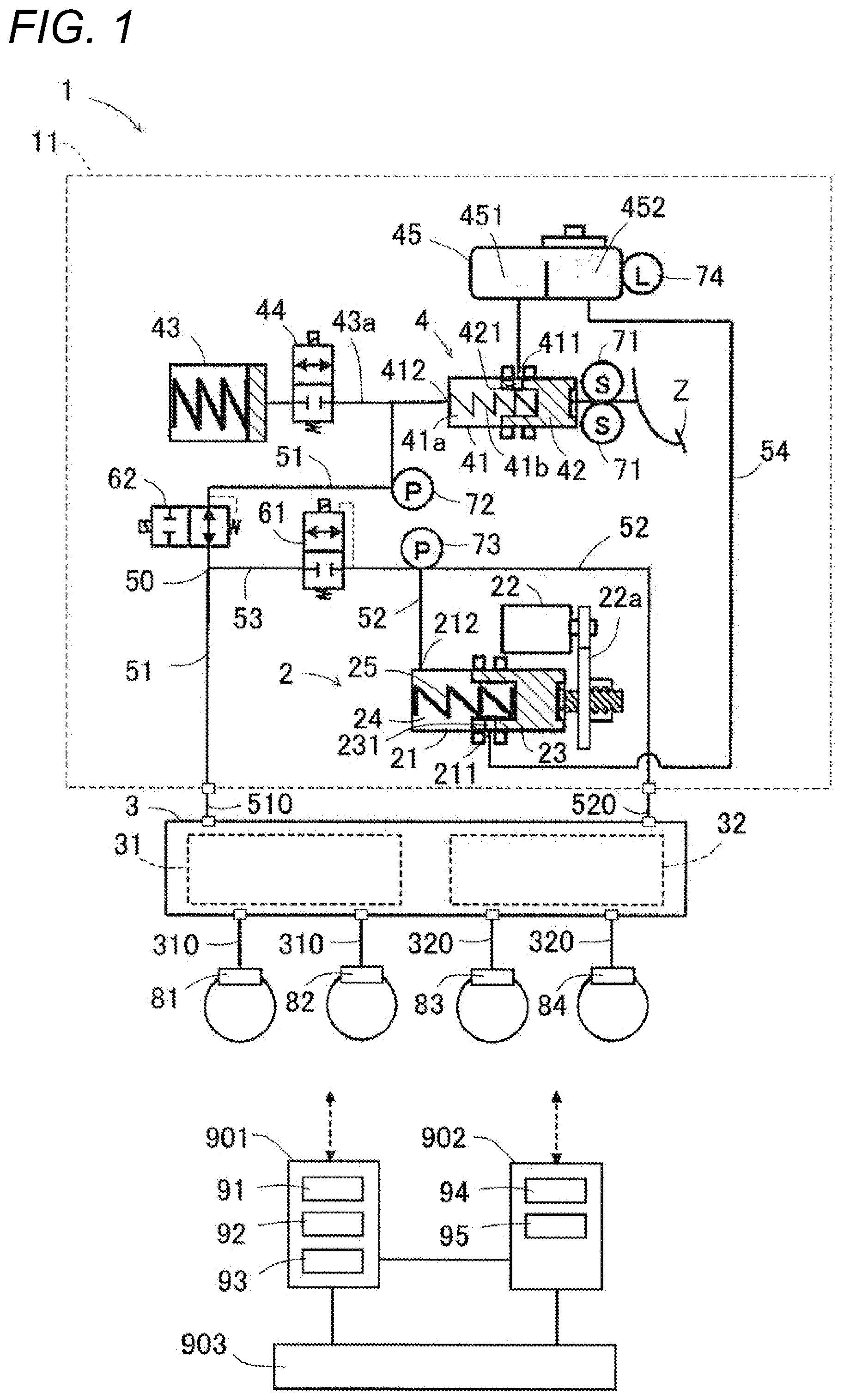 Patent US12552356 Figure 1 – Vehicle braking device
