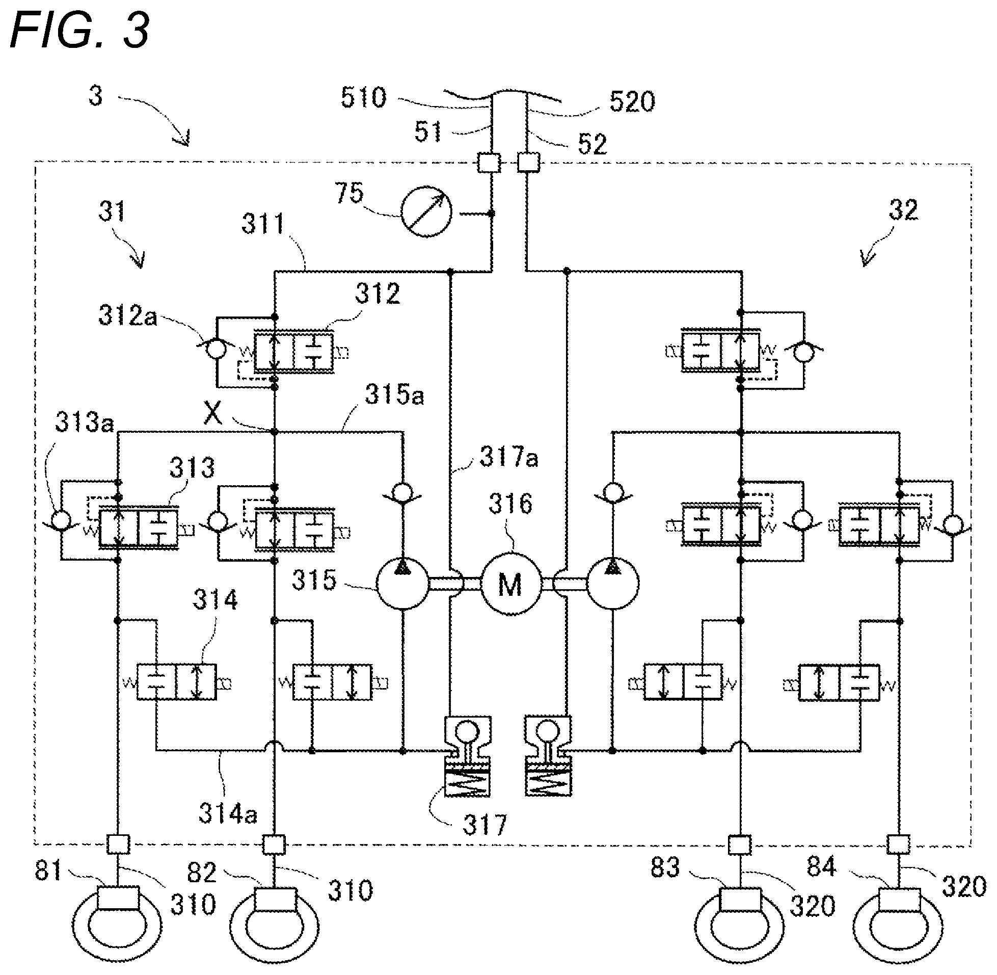 Patent US12552356 Figure 3 – Vehicle braking device