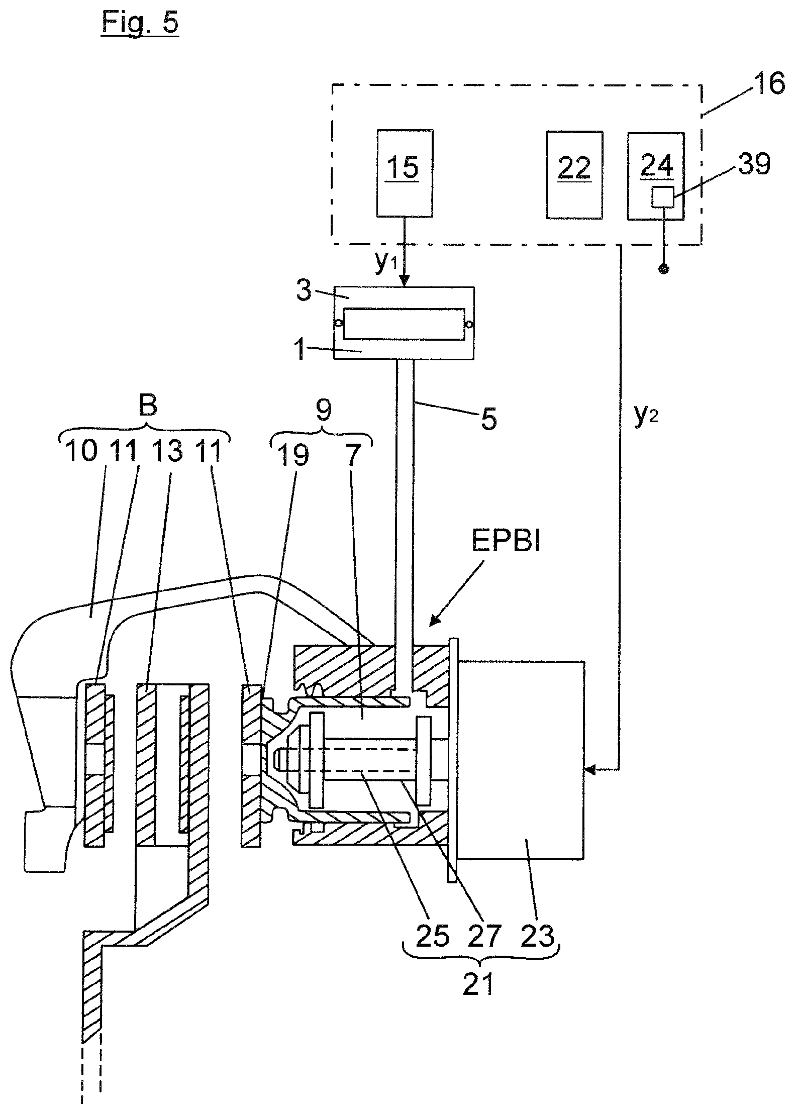 Patent US12552359 Figure 5 – Test arrangement for functional testing of a vehicle brake control system