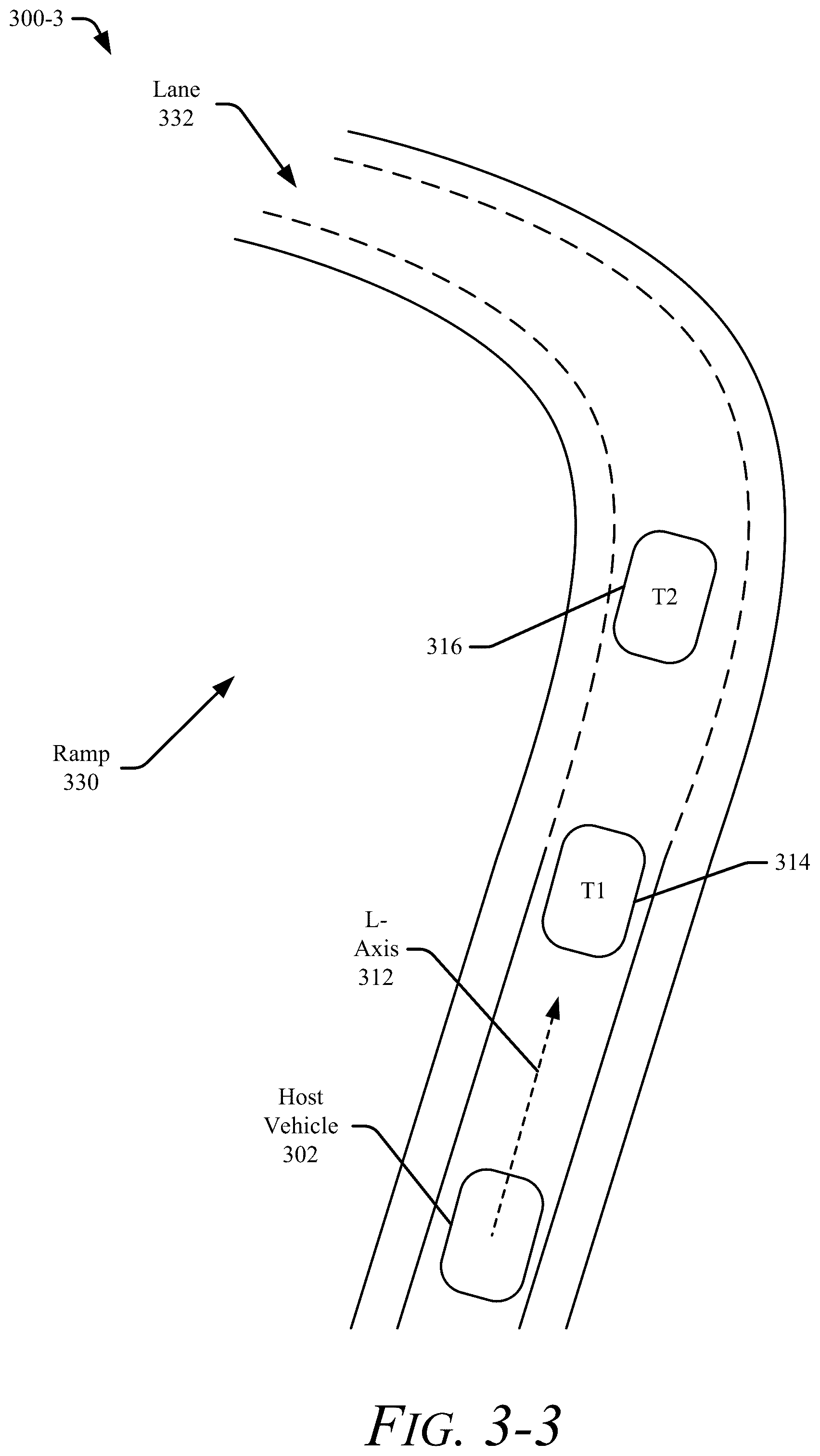 Patent US12552381 Figure 5 – Target of interest selection on roadway ramps for avoidance driving maneuvers