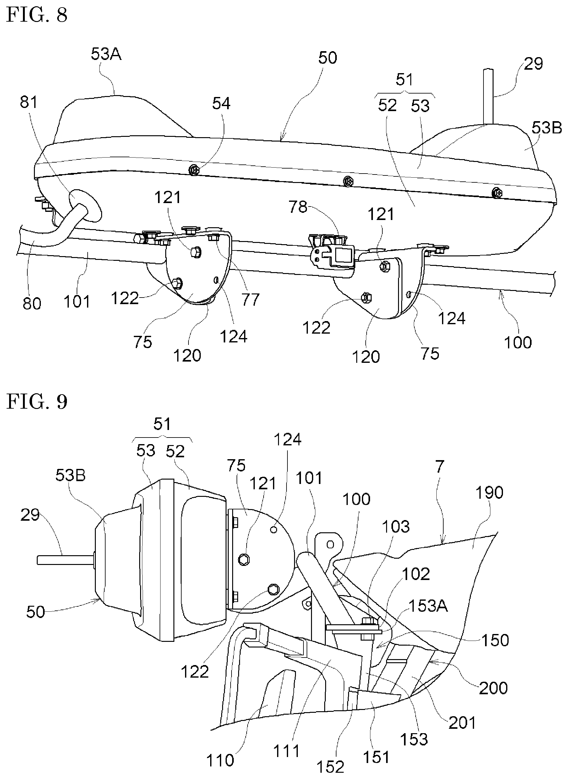 Patent US12552405 Figure 7 – Work vehicle with antenna devices for autonomous travel