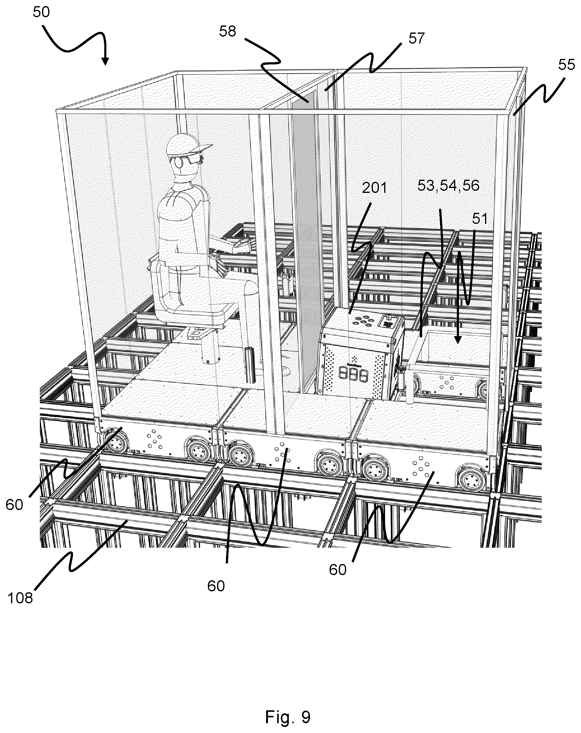 Patent US12552420 Figure 8 – Service vehicle with a vehicle pen