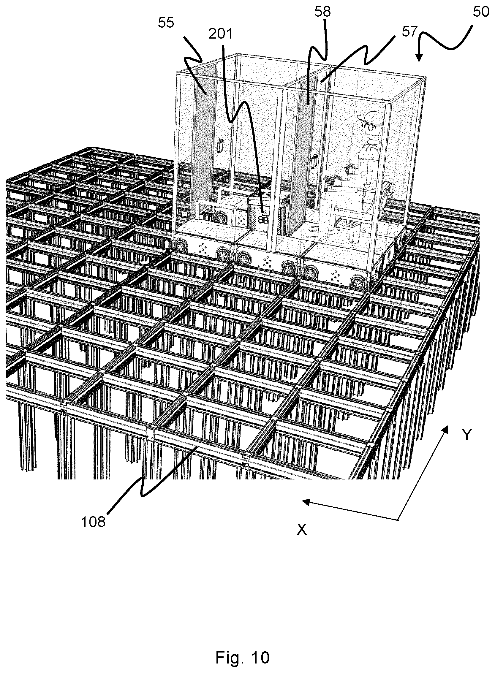 Patent US12552420 Figure 9 – Service vehicle with a vehicle pen