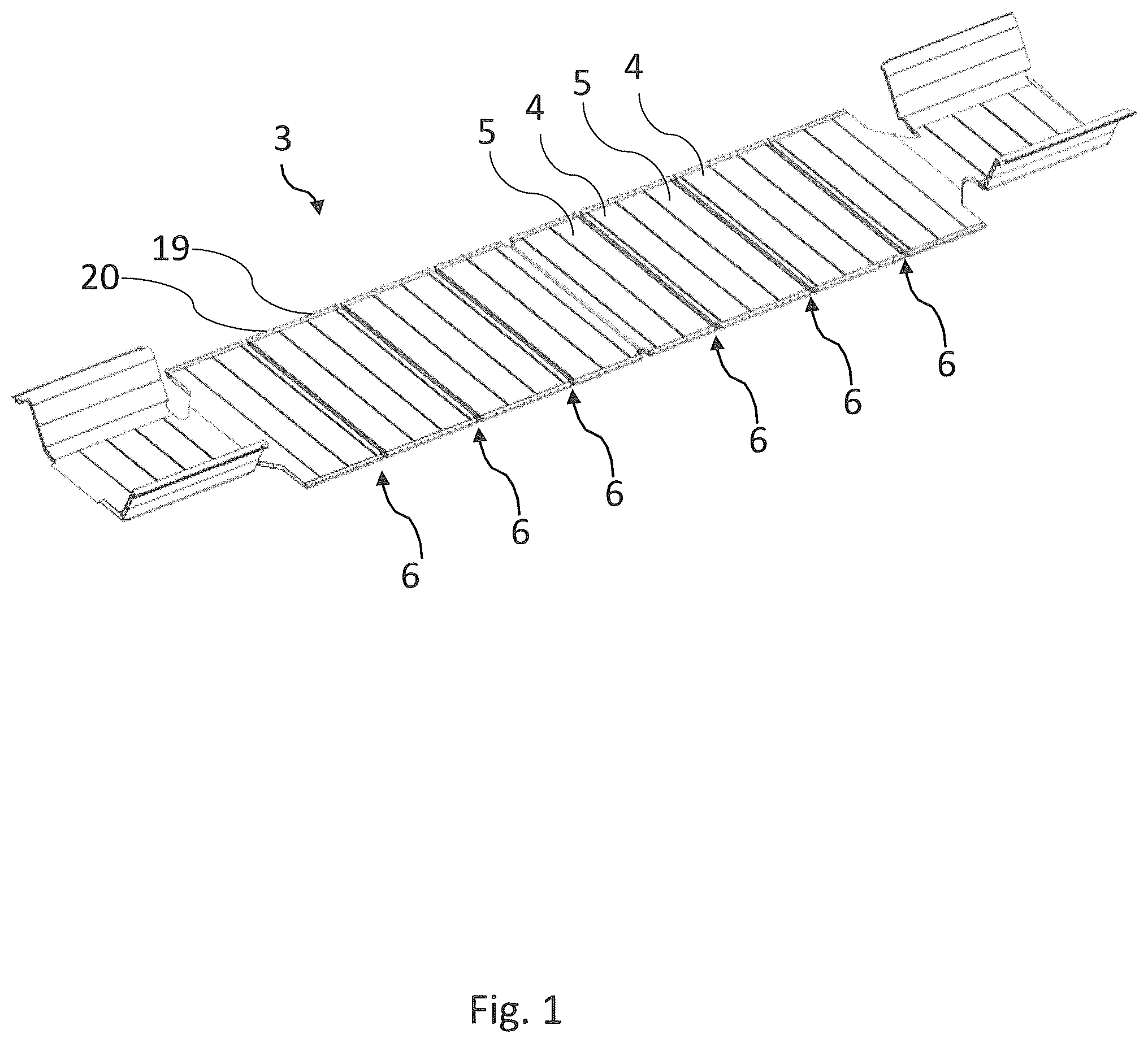 Patent US12552421 Figure 1 – Rail vehicle with dilation profile, method of manufacturing a rail vehicle and dilation profile