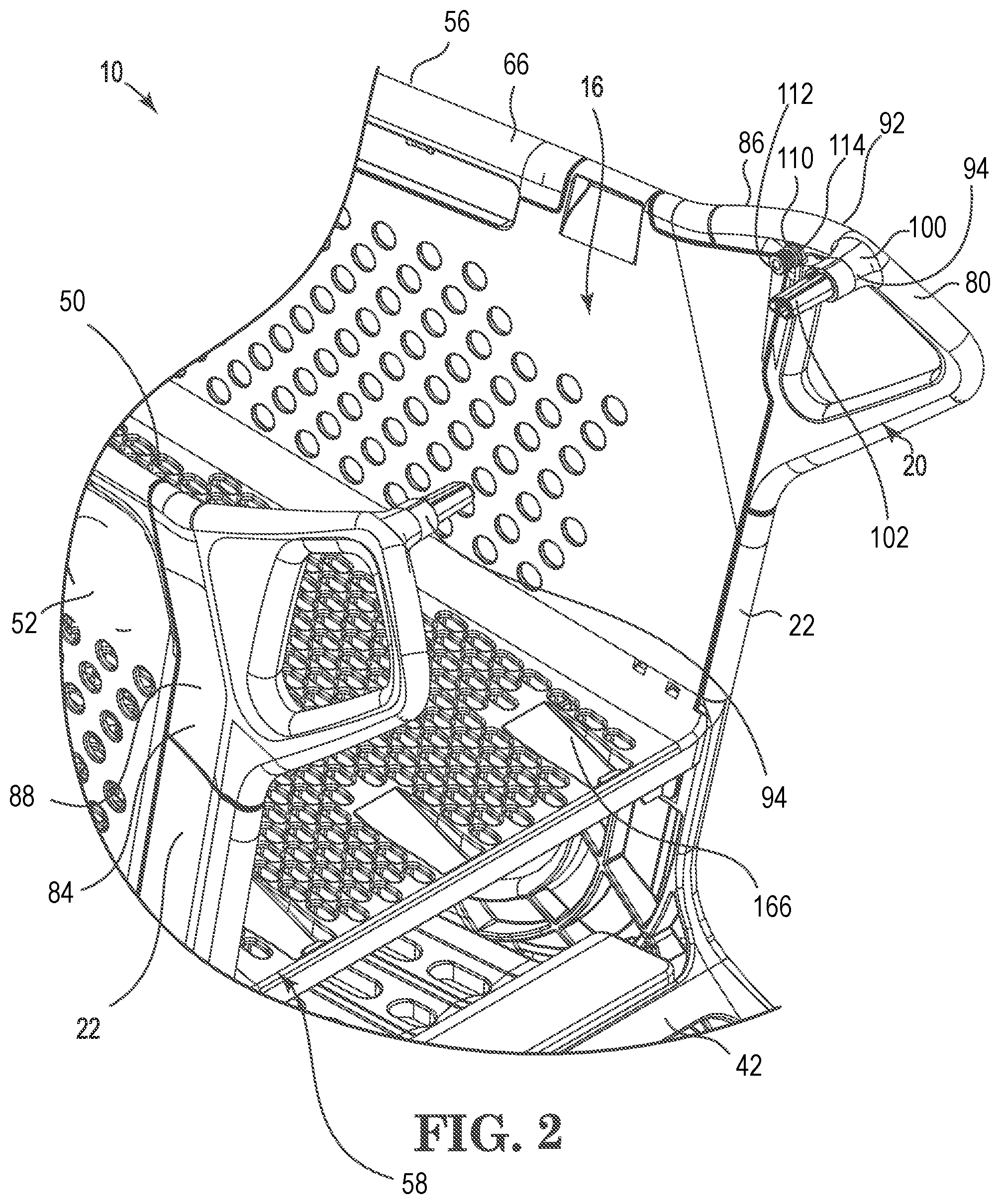 Patent US12552433 Figure 2 – Shopping cart gate with child seat and assemblies thereof