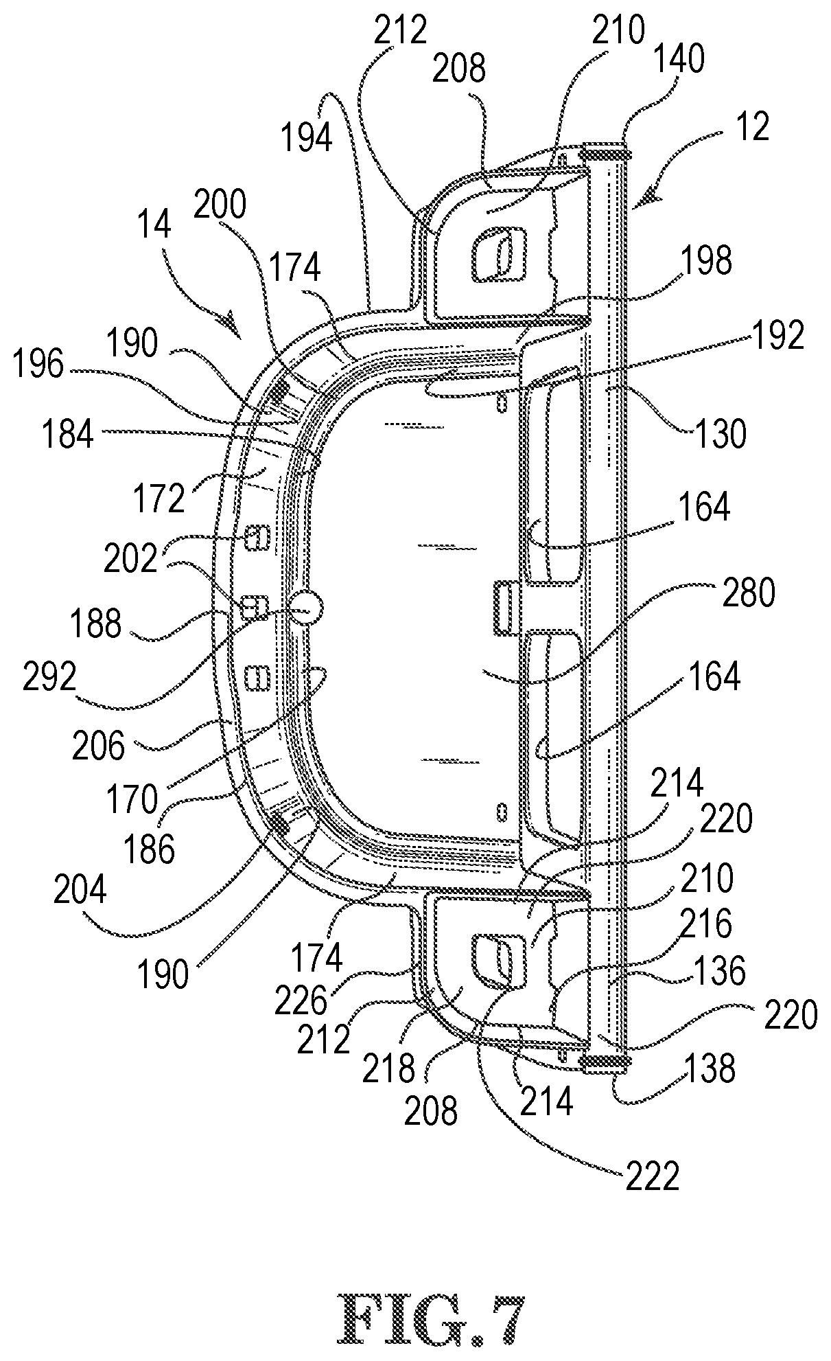 Patent US12552433 Figure 7 – Shopping cart gate with child seat and assemblies thereof