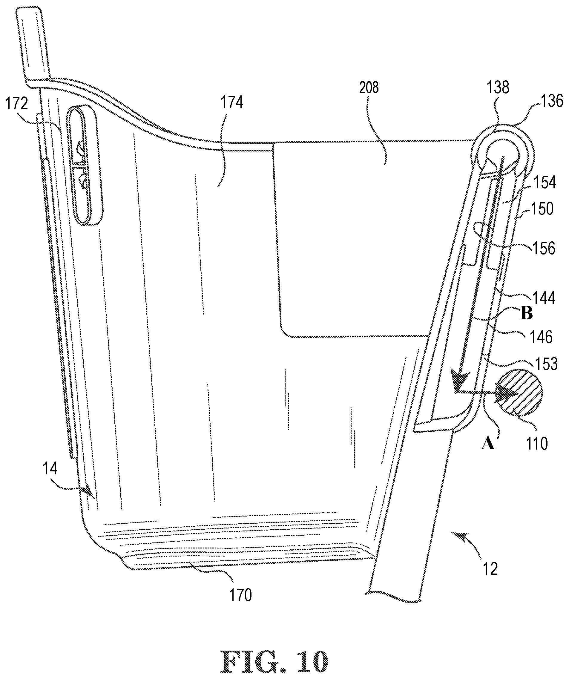 Patent US12552433 Figure 10 – Shopping cart gate with child seat and assemblies thereof