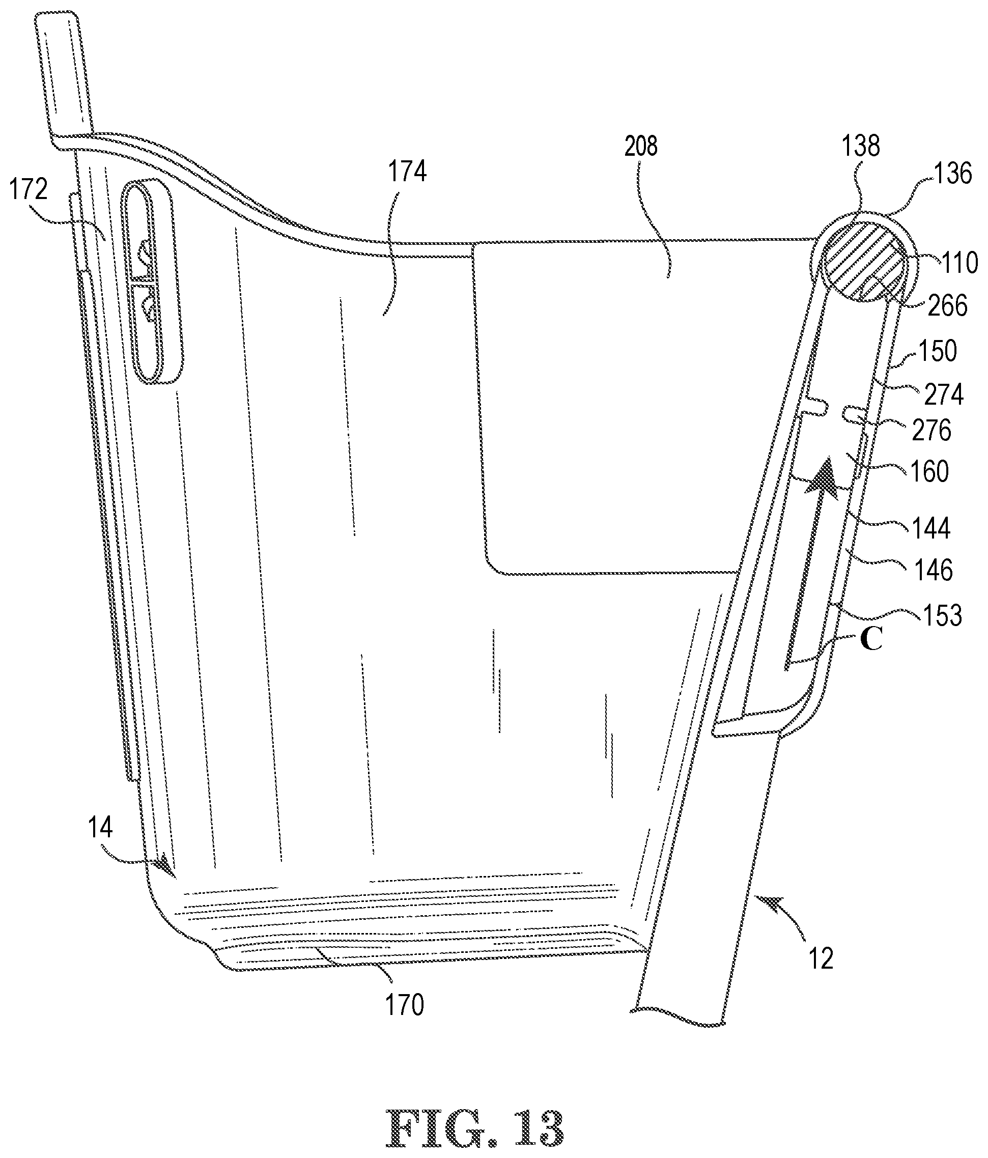 Patent US12552433 Figure 12 – Shopping cart gate with child seat and assemblies thereof