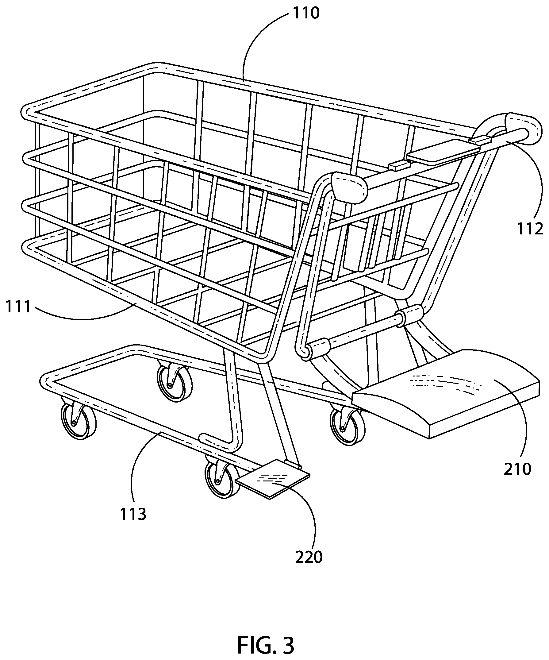 Patent US12552435 Figure 3 – Electric motor shopping cart