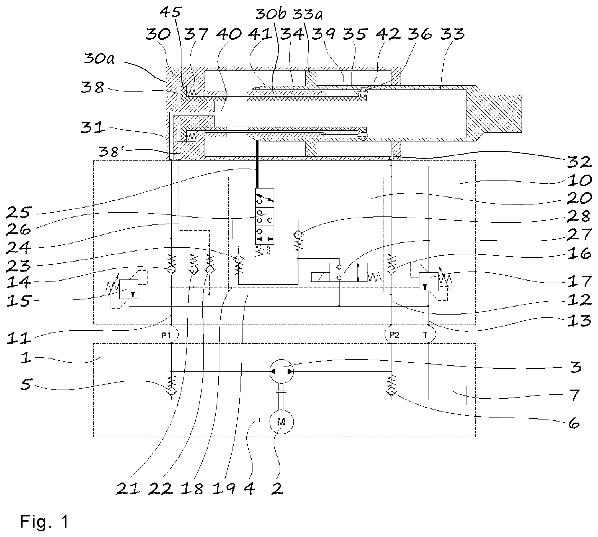 Patent US12552447 Figure 1 – Hydraulic rear axle steering