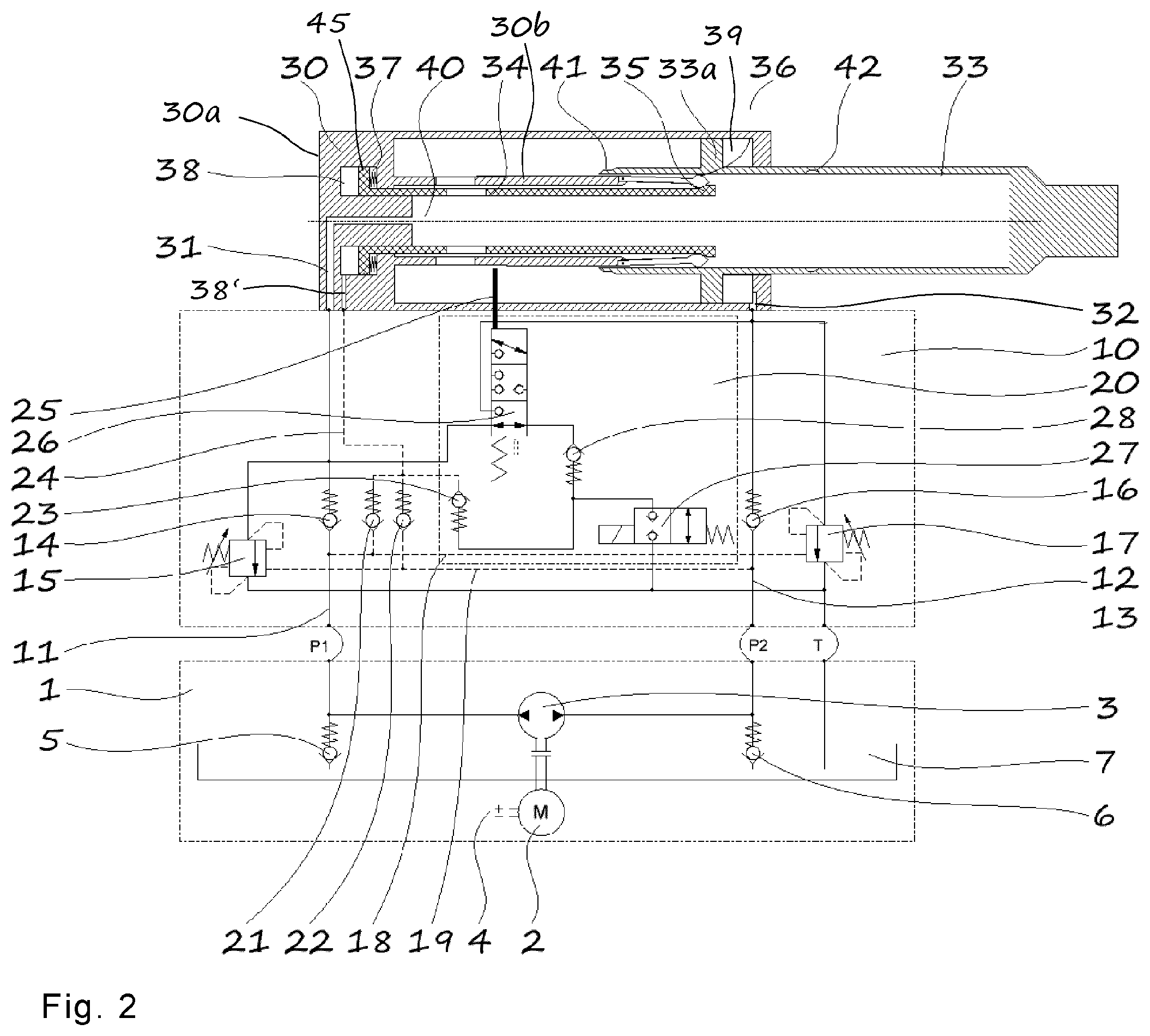 Patent US12552447 Figure 2 – Hydraulic rear axle steering