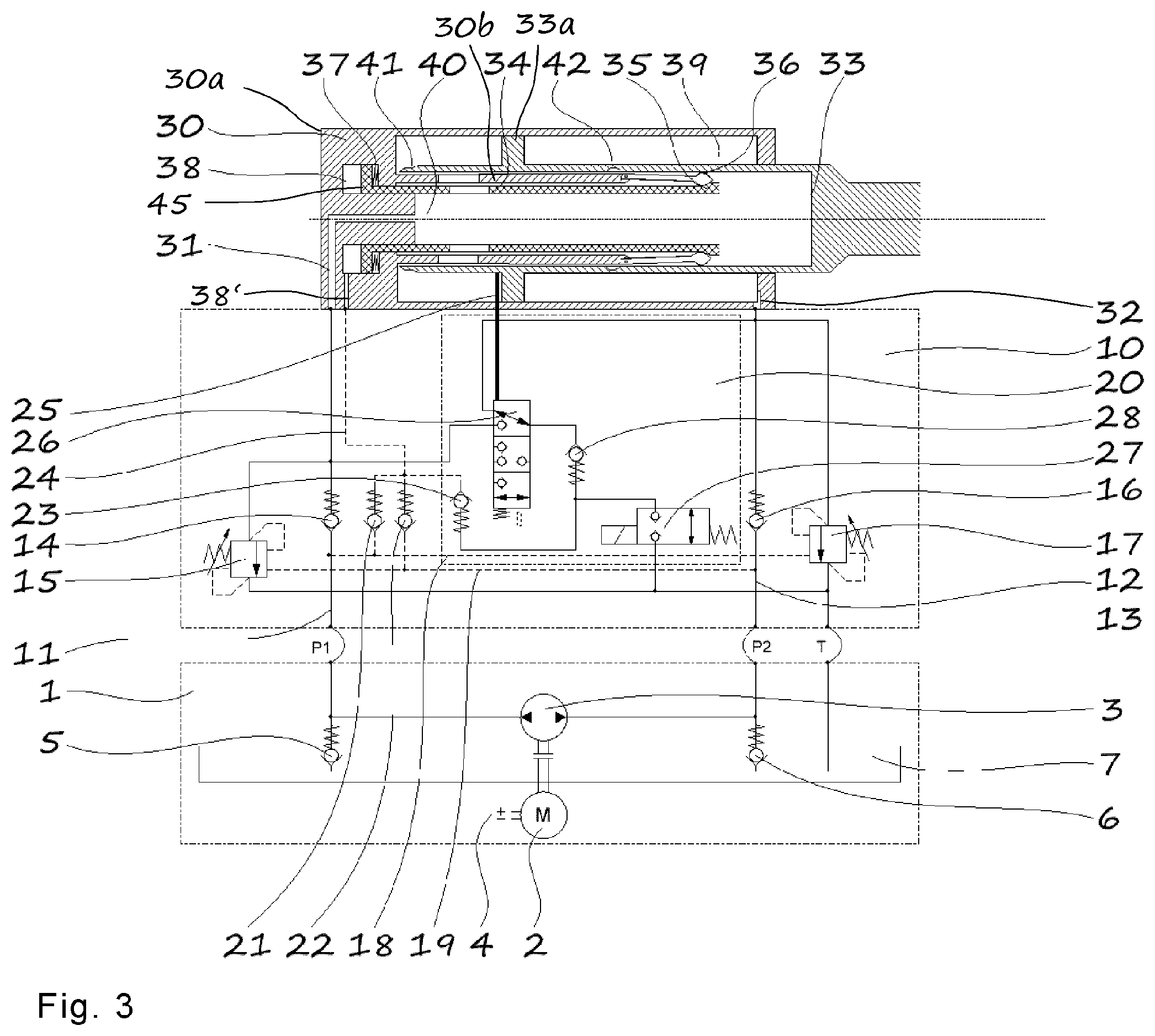 Patent US12552447 Figure 3 – Hydraulic rear axle steering