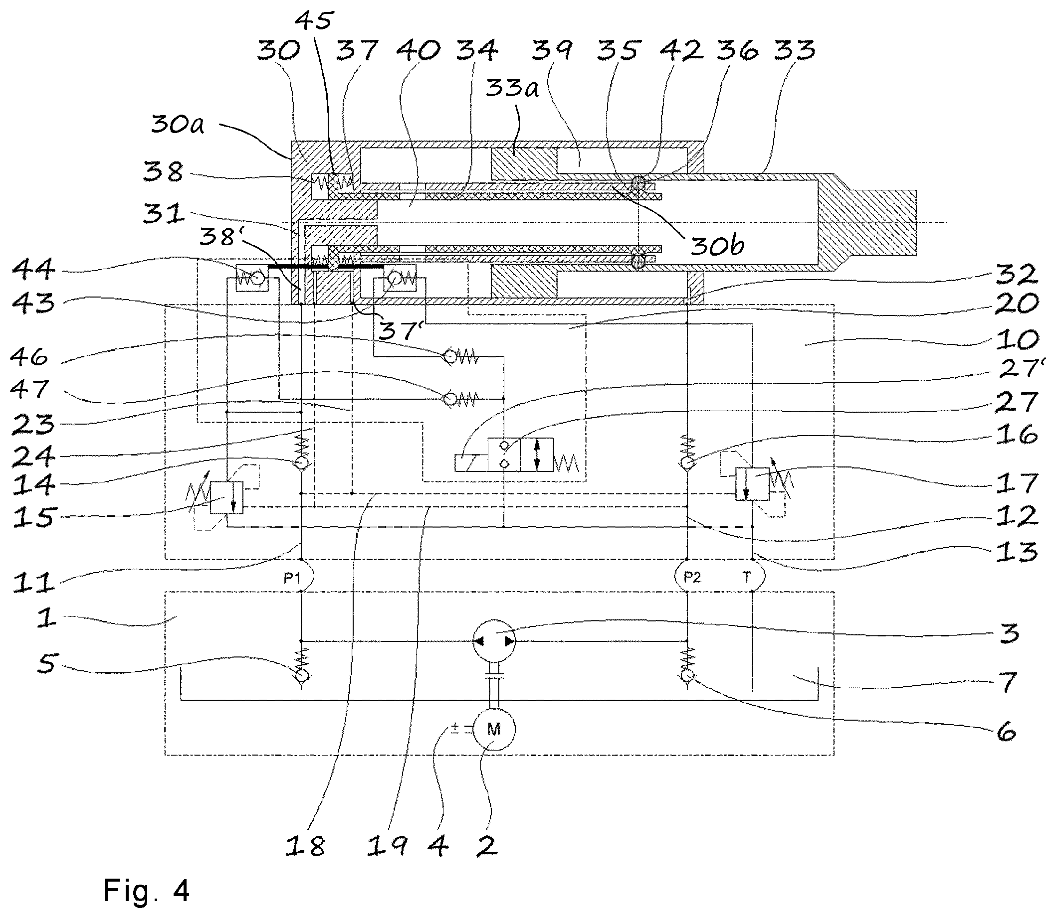 Patent US12552447 Figure 4 – Hydraulic rear axle steering